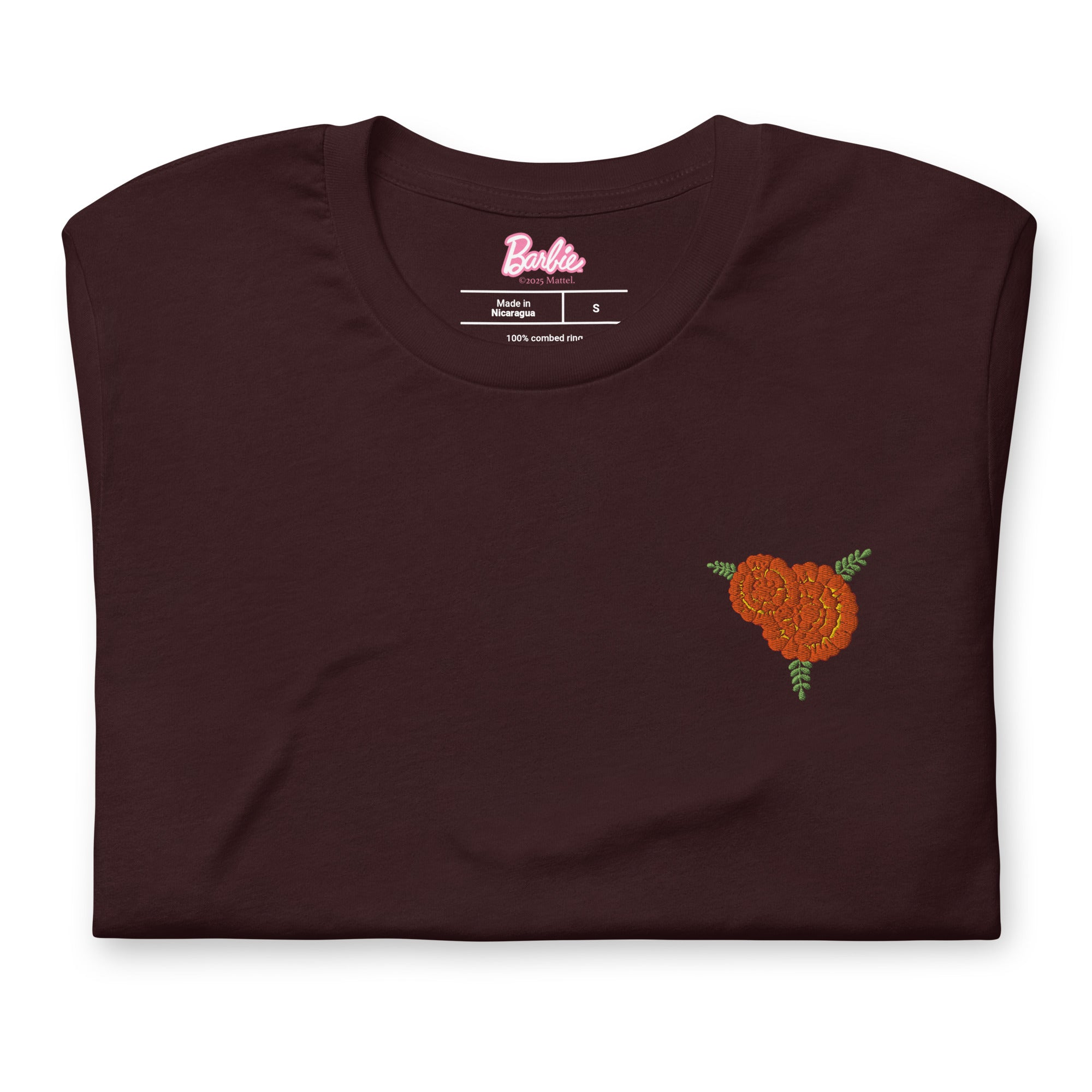 Barbie Día de Muertos Ken Embroidered Oxblood T-Shirt - Image 4