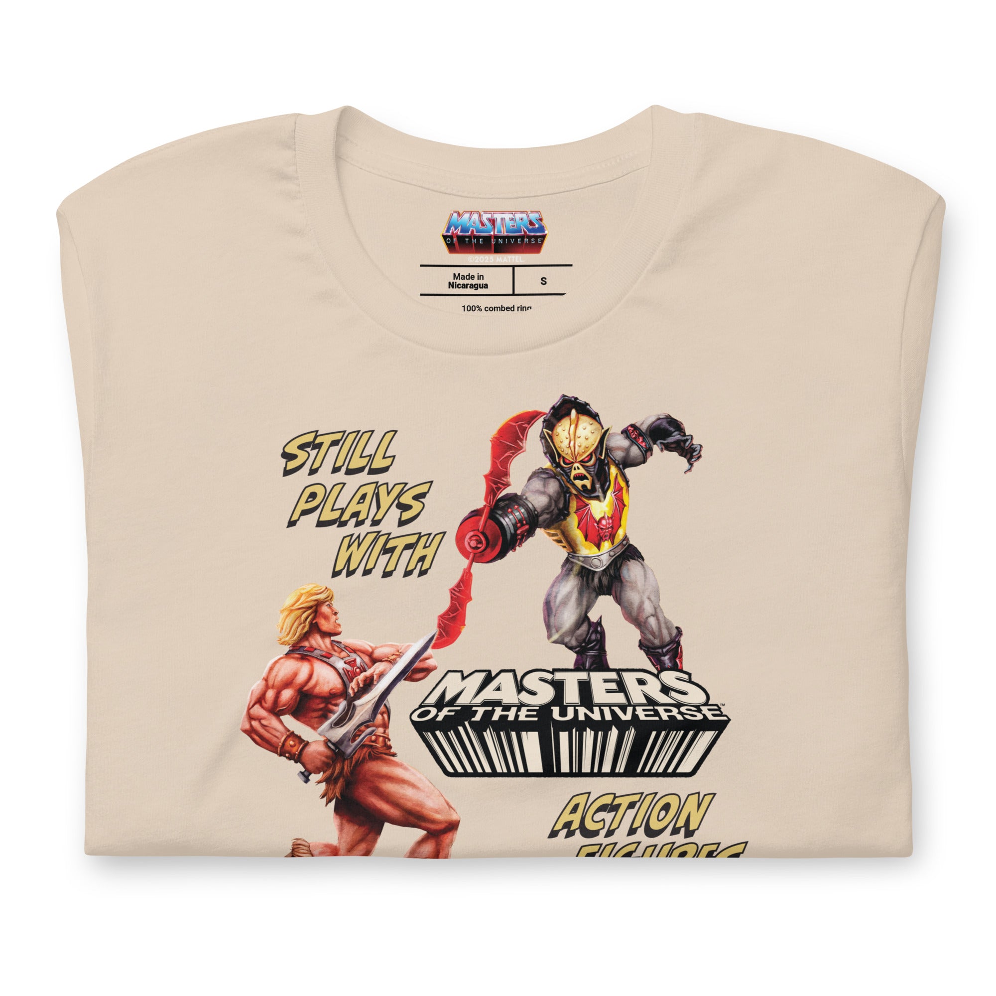 Masters of the Universe Still Plays with Action Figures Cream T-Shirt - Image 4