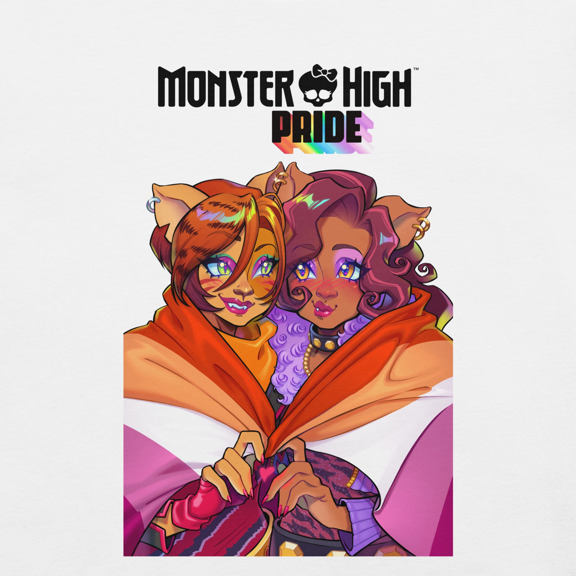 Monster High Pride Toralei & Clawdeen White T-Shirt - Image 3