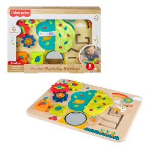 Fisher-Price Wooden Activity Station Baby Busy Board Toy For Developmental Play. 1 Wood Piece