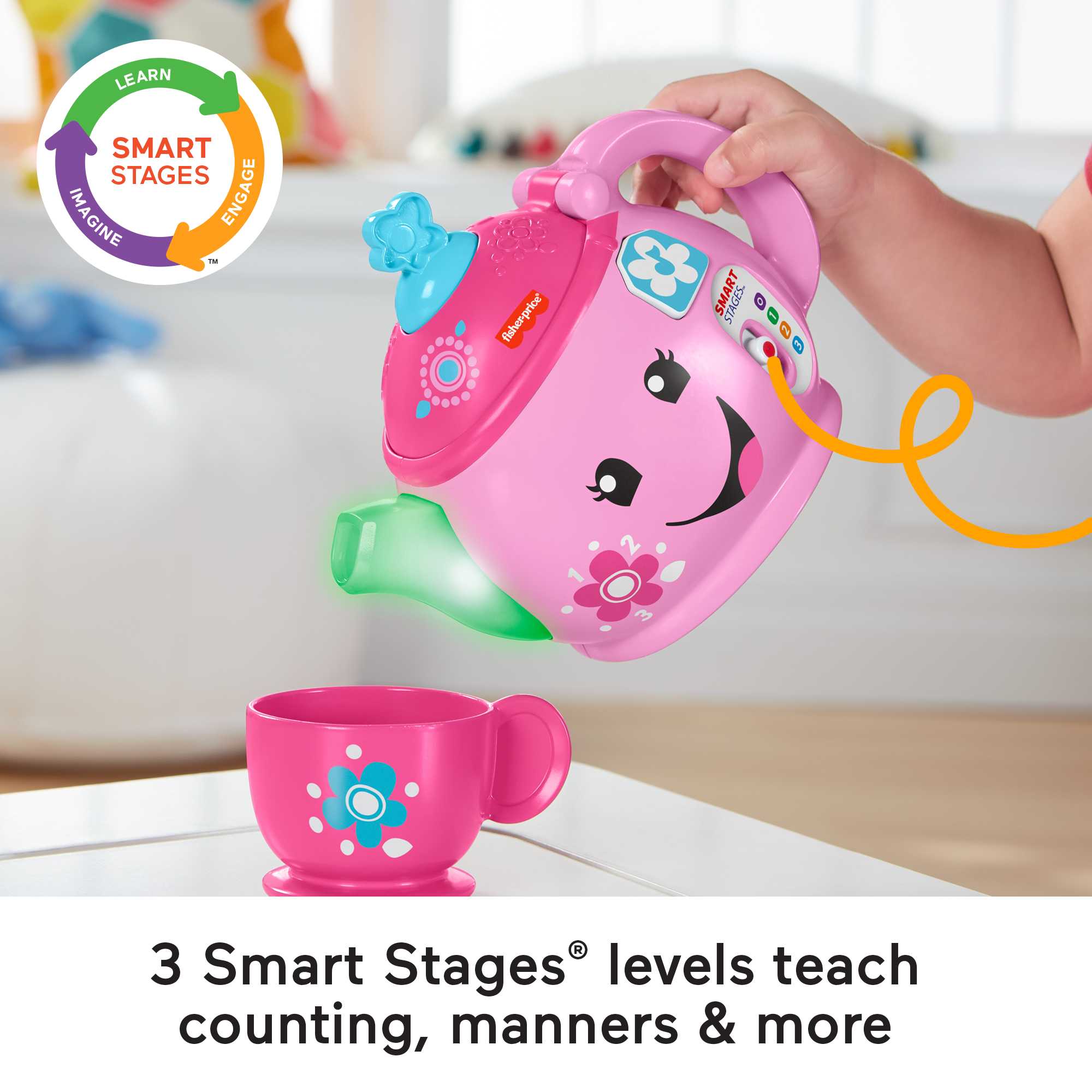 Fisher-Price Laugh & Learn Sweet Manners Tea Set Interactive Toddler Toy - Image 3