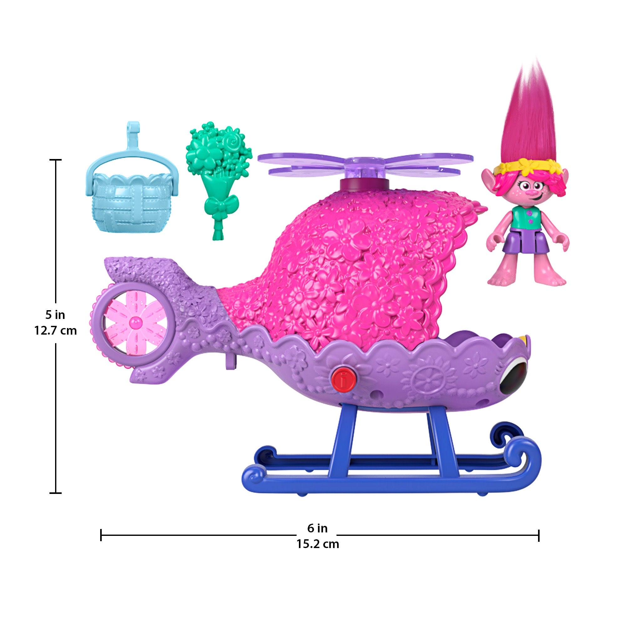 Imaginext Dreamworks Trolls Poppy Figure And Toy Helicopter For Preschool Pretend Play. 4 Pieces - Image 5