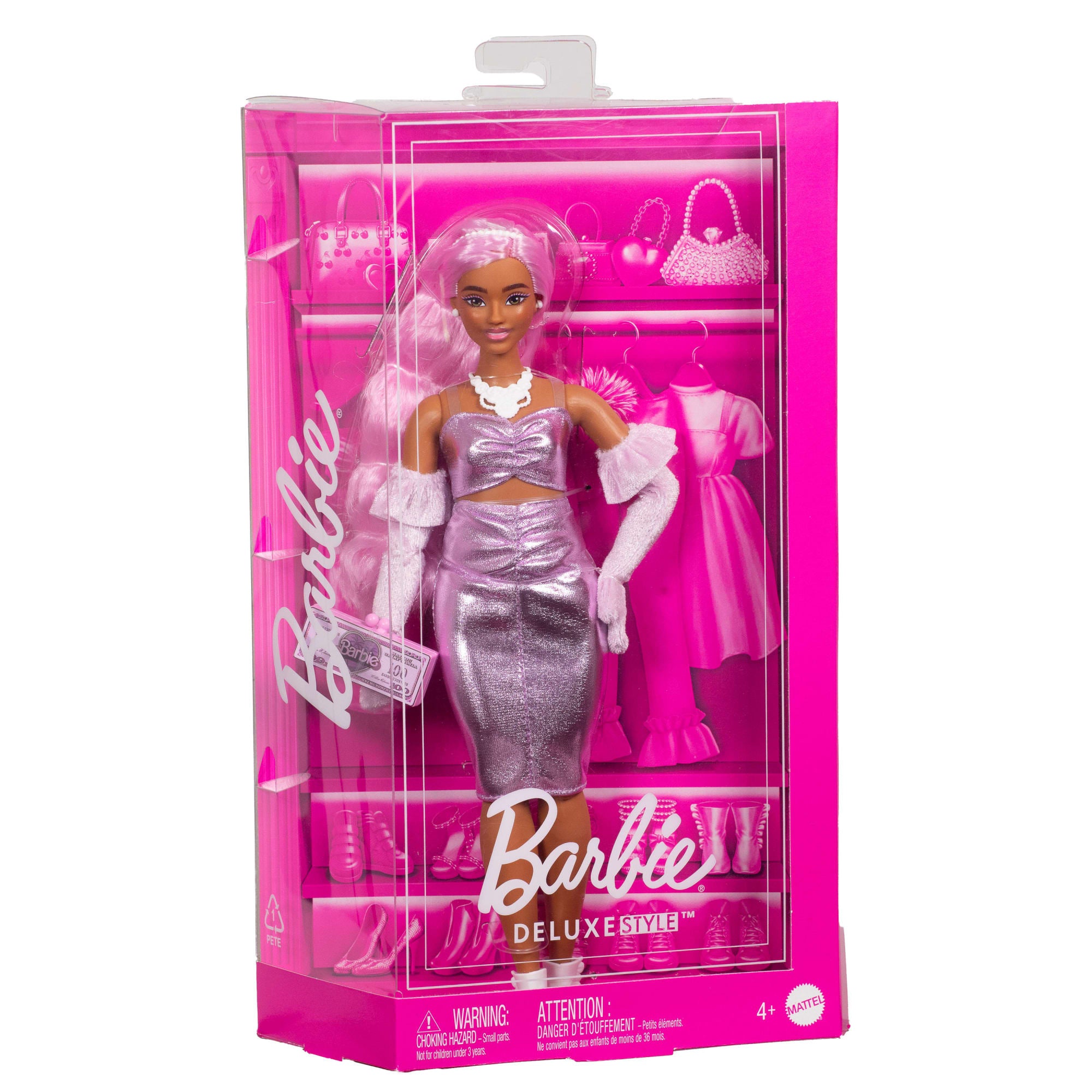 Barbie Deluxe Style Doll #1 in Glossy Pink Barbiecore Dress - Image 5