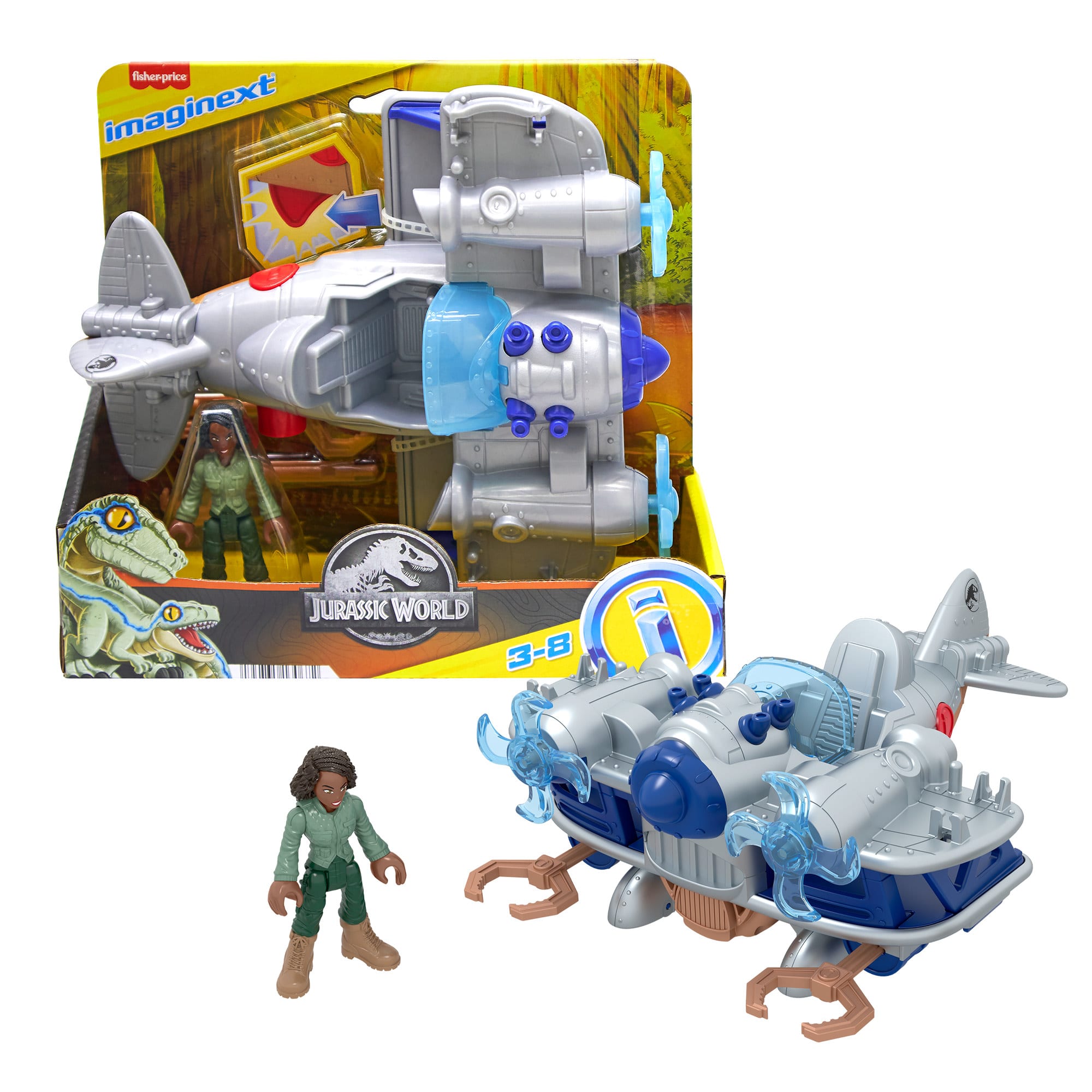 Imaginext Jurassic World Dominion Kayla Watts Figure & Toy Plane. Air Tracker. 4 Pieces