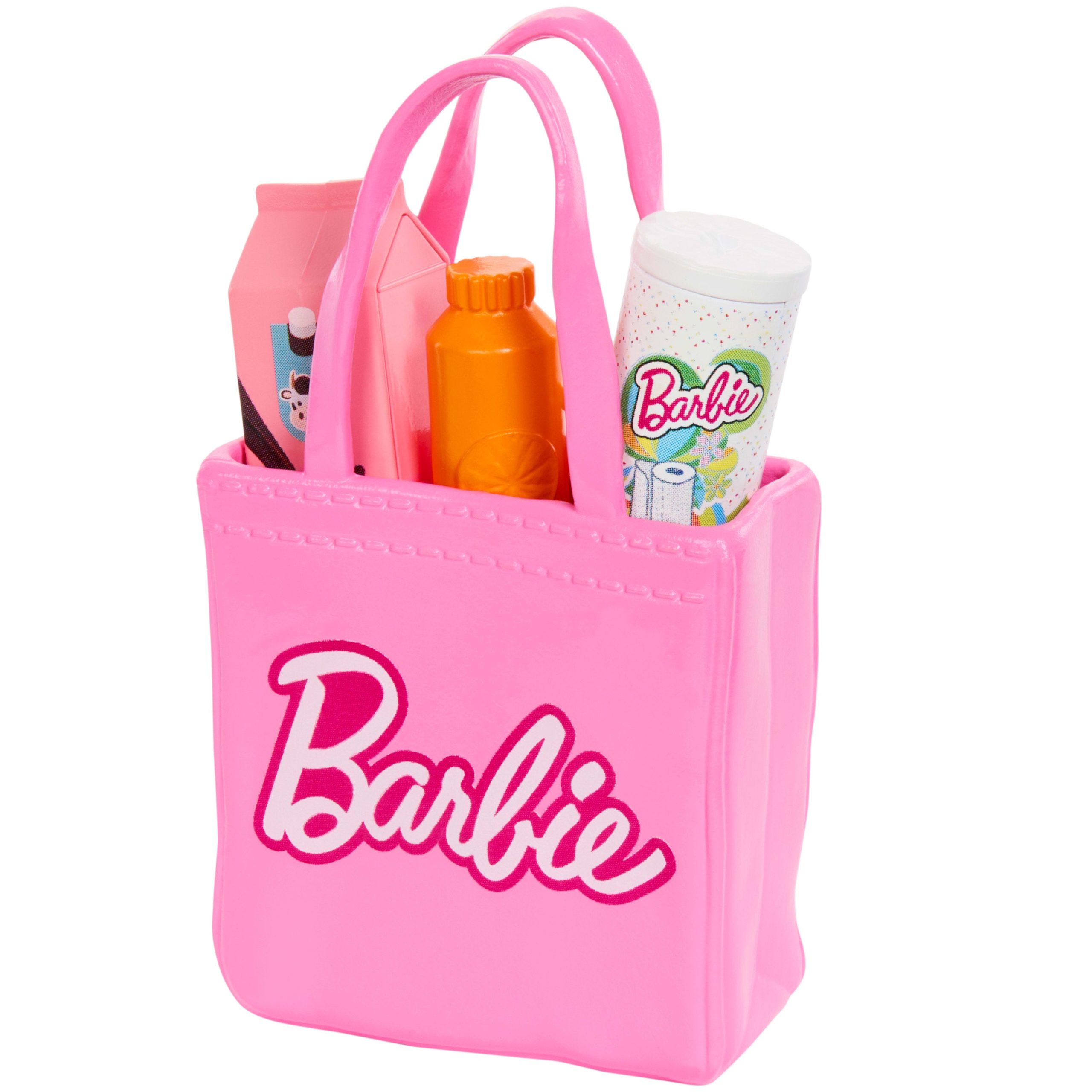 Barbie World Grocery Shopping Toy Set With 11 Doll Accessories Including Cart. Food. Bag. & More - Image 2