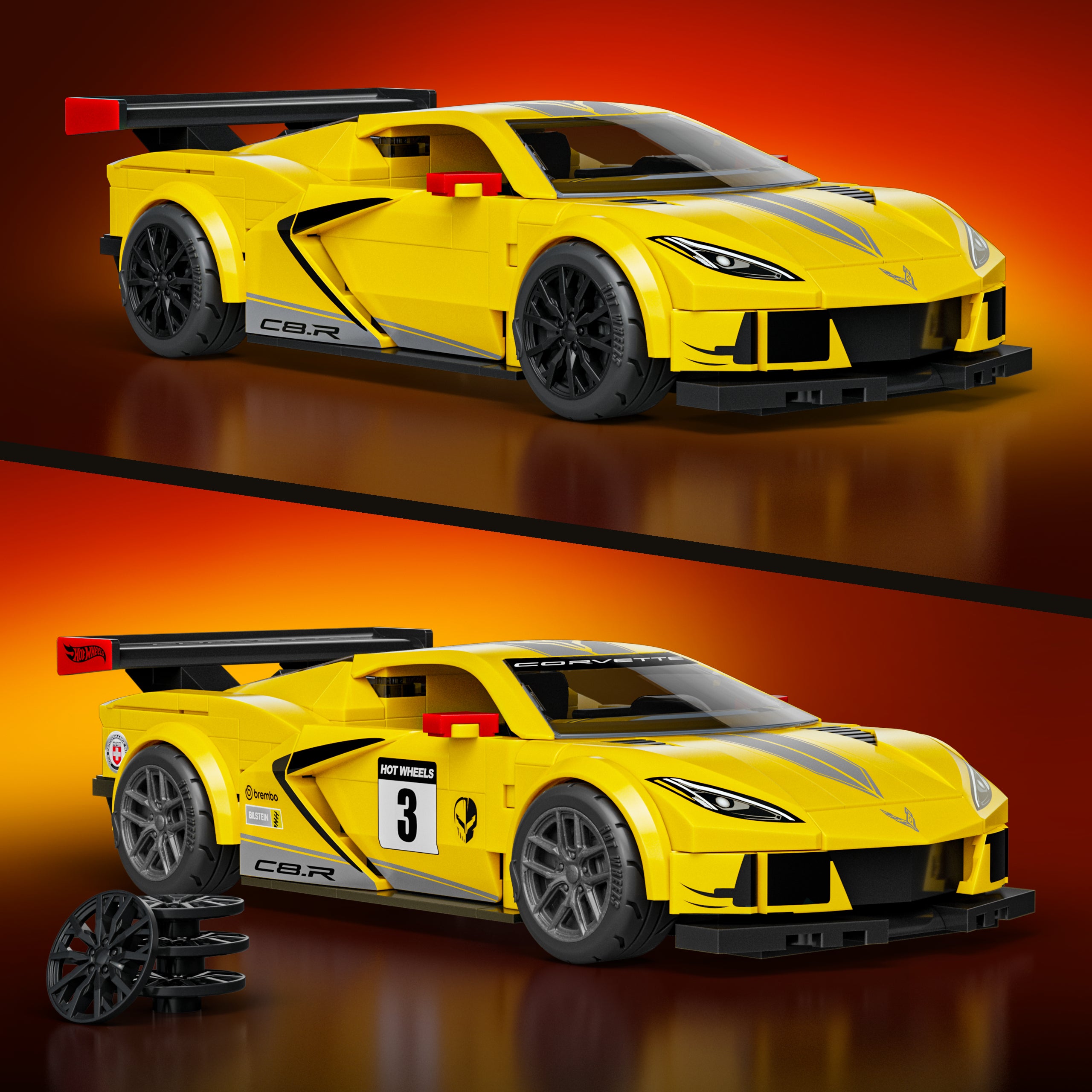 Mattel Brick Shop Hot Wheels Juguete de Construcción Speed '20 Corvette C8.R - Image 3