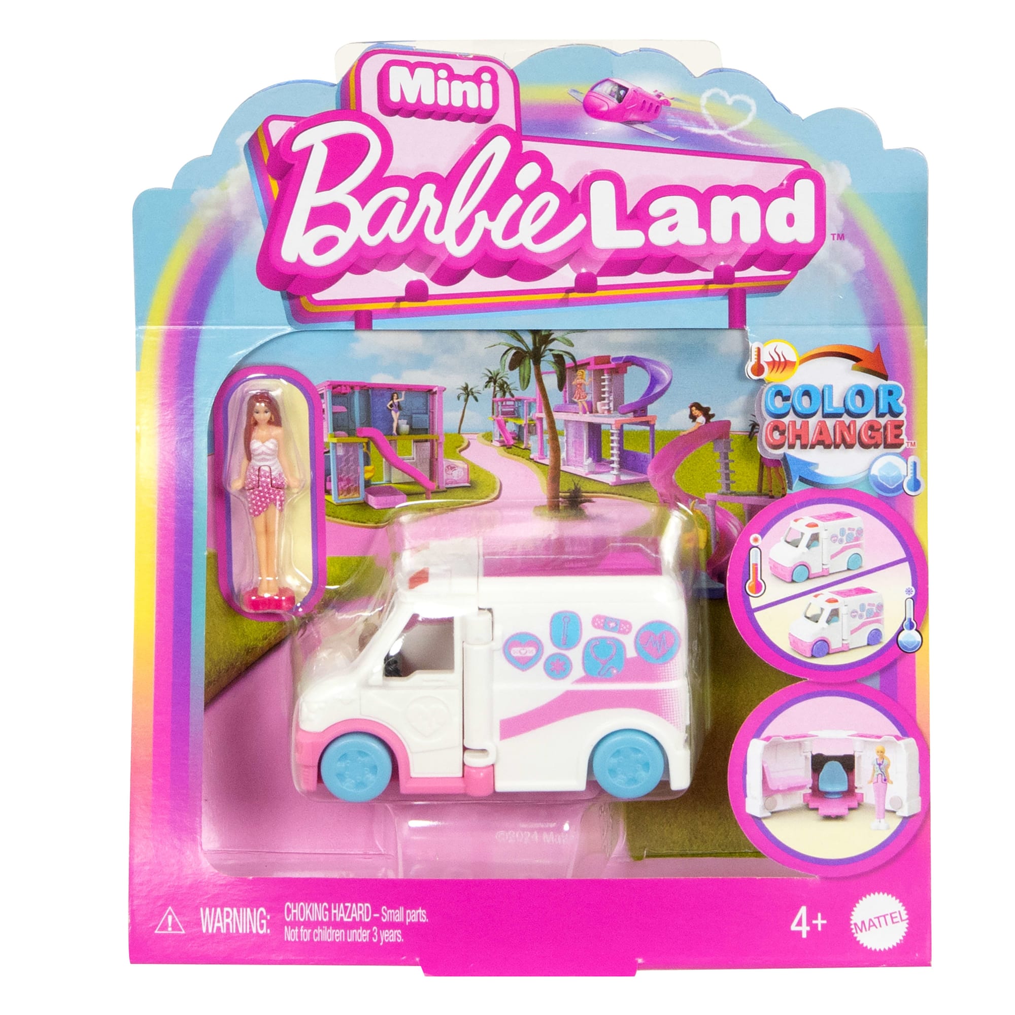 Barbie Mini Barbieland Doll & Vehicle Set With 1.5-inch Doll. Color-Change Care Clinic