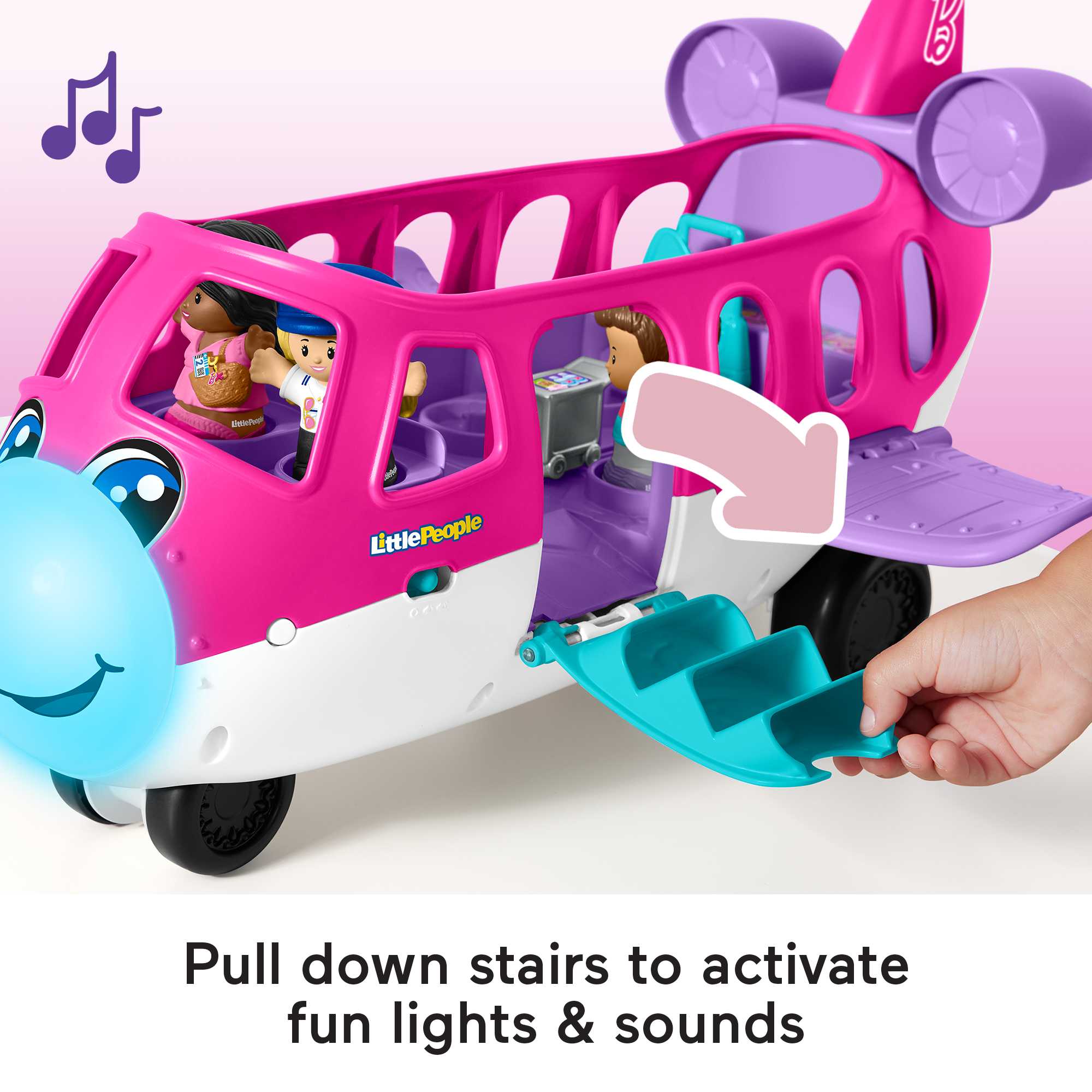 Little People Barbie Toy AIrplane With Lights Music And 3 Figures. Little Dream Plane. Toddler Toys. Multi-Language Version - Image 3