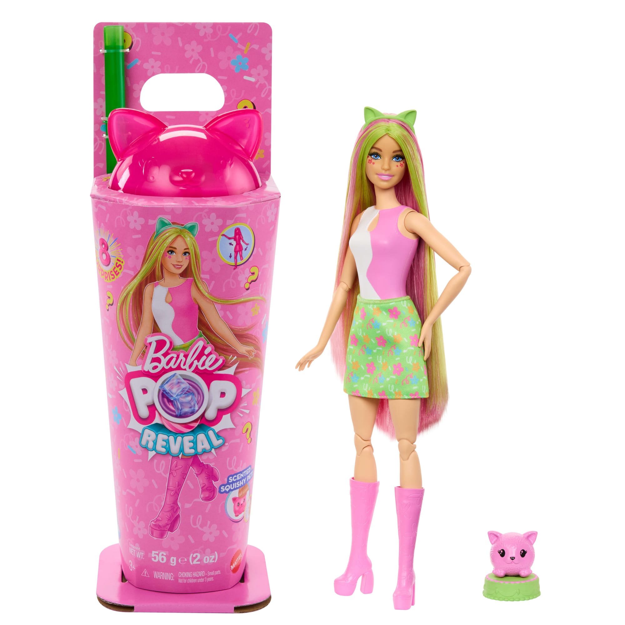 Barbie Pop Reveal Shakes Series Doll & Accessories Set. Scented Cute Kitten Fashion Doll