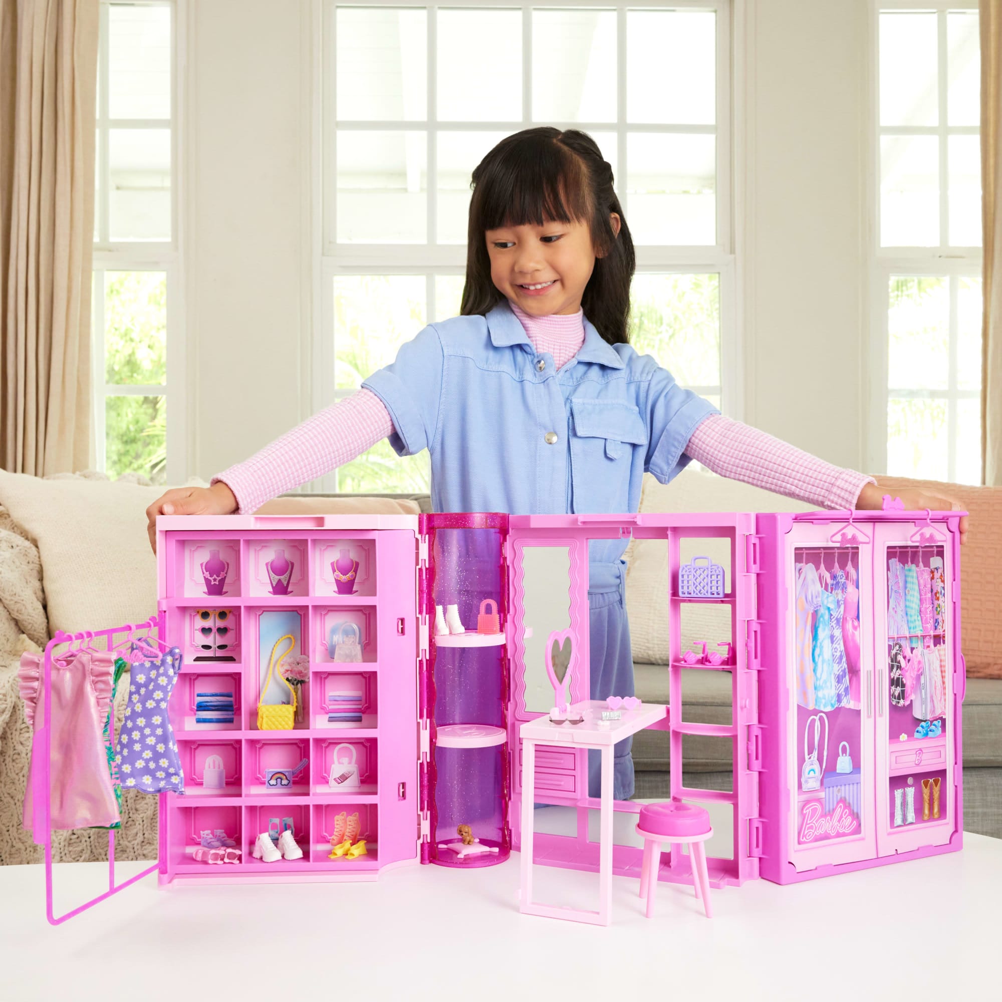 Barbie Dream Closet Toy Playset With Fashion Doll. CloThes. & Accessories. 3-Ft-Wide With 25+ Pieces - Image 2
