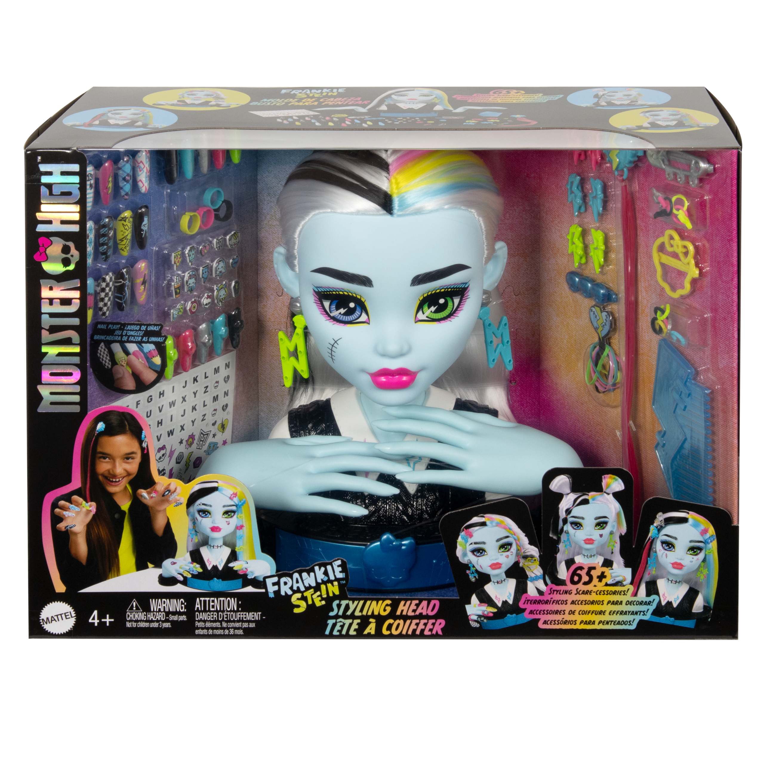 Monster High Frankie Stein Styling Head With 65+ Nail. Hair And Face Accessories - Image 3