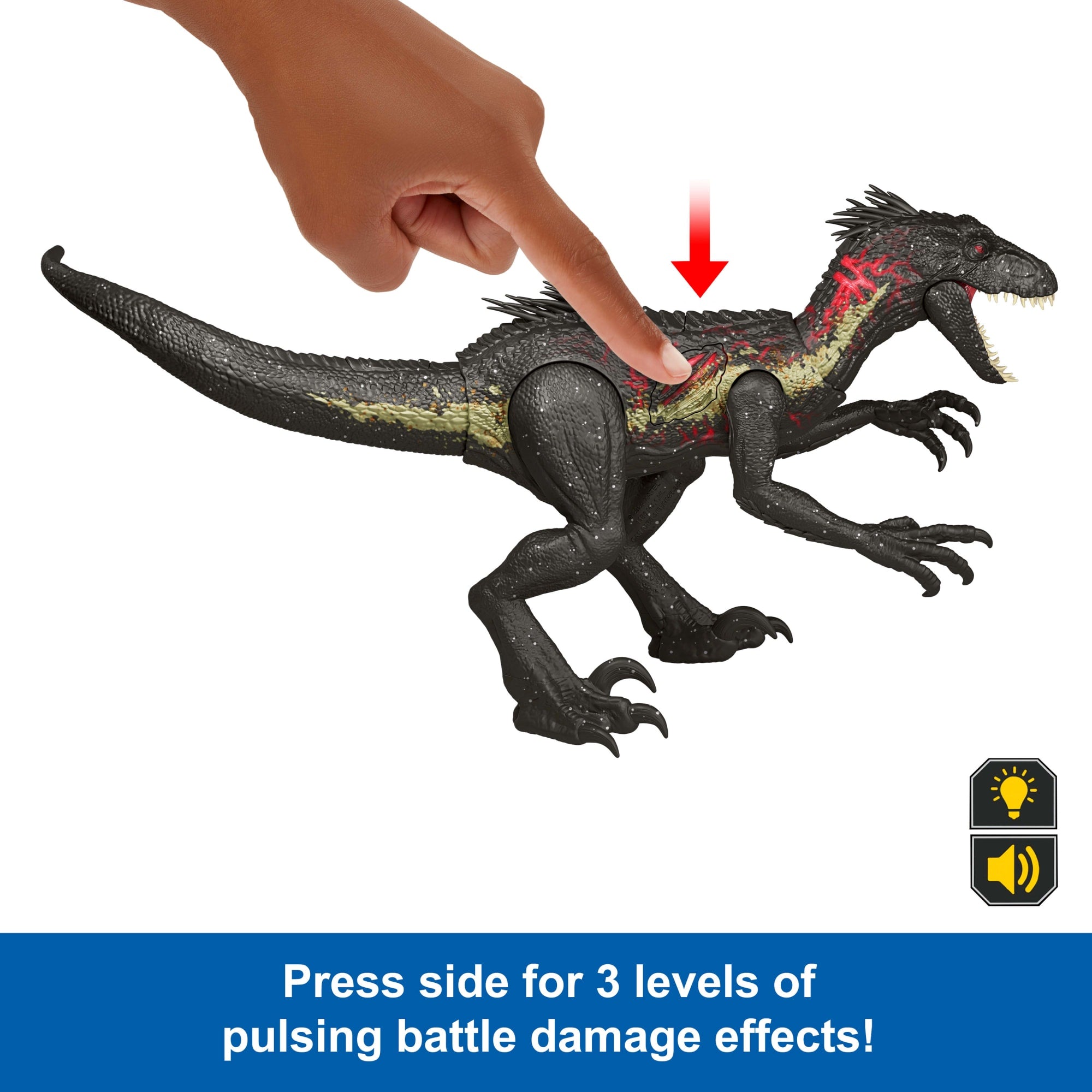 Jurassic World Ultimate Damage indoraptor Dinosaur Toy Figure. Damage. Light & Sound Toy - Image 4