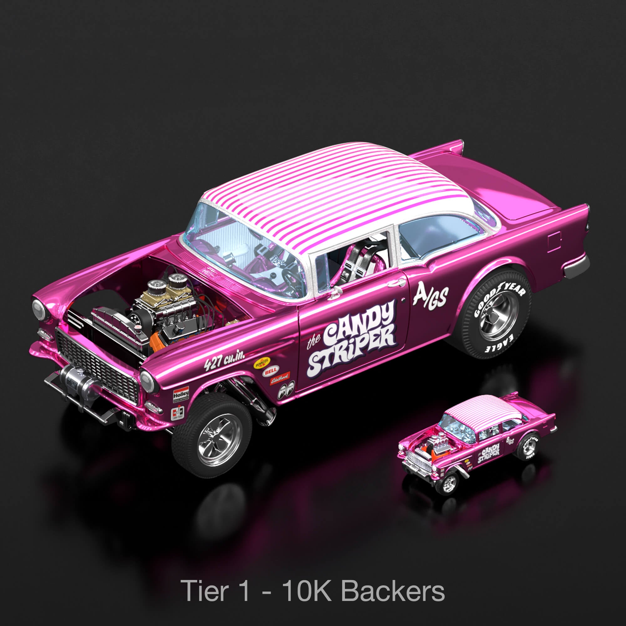 Hot Wheels RLC Exclusive 1:18 Scale '55 Chevy Bel Air Gasser Candy Striper - Crowdfund - Image 3