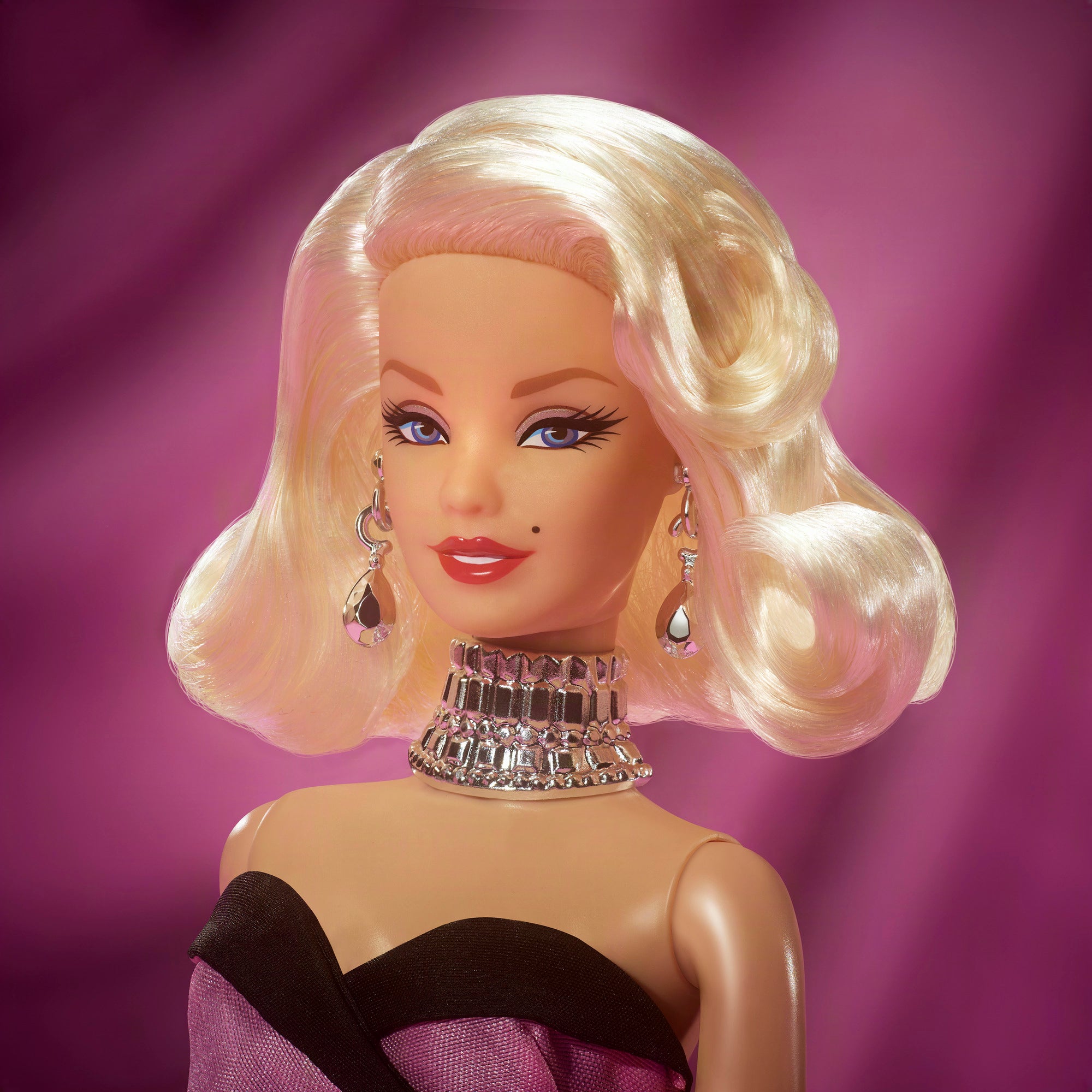 Marilyn Monroe Barbie Signature Collectible Doll. Wearing Iconic Pink Dress From The Film & Diamonds Jewelry - Image 2