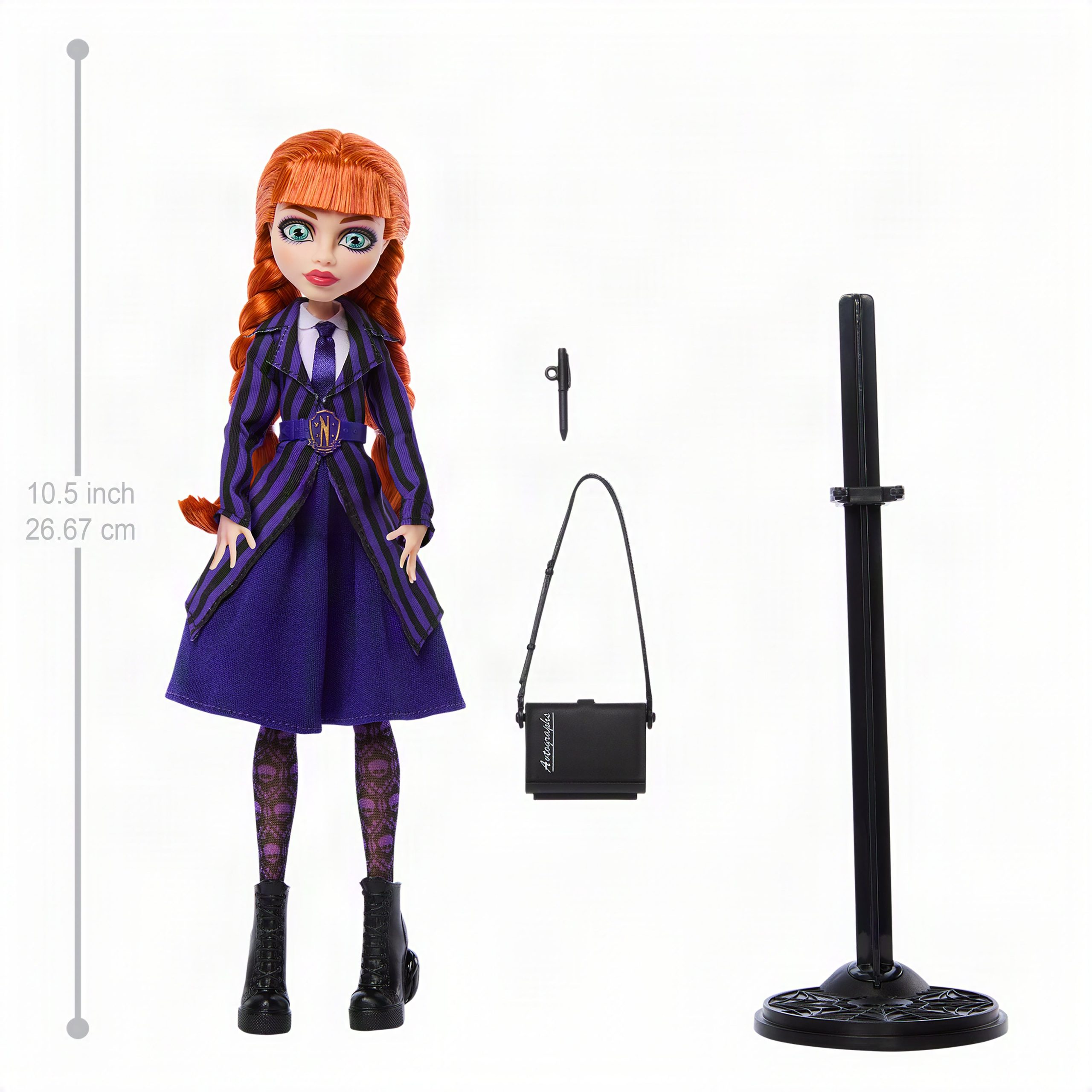Monster High X Wednesday Collectible Doll. Agnes Demille With Purple Uniform And Accessories - Image 5