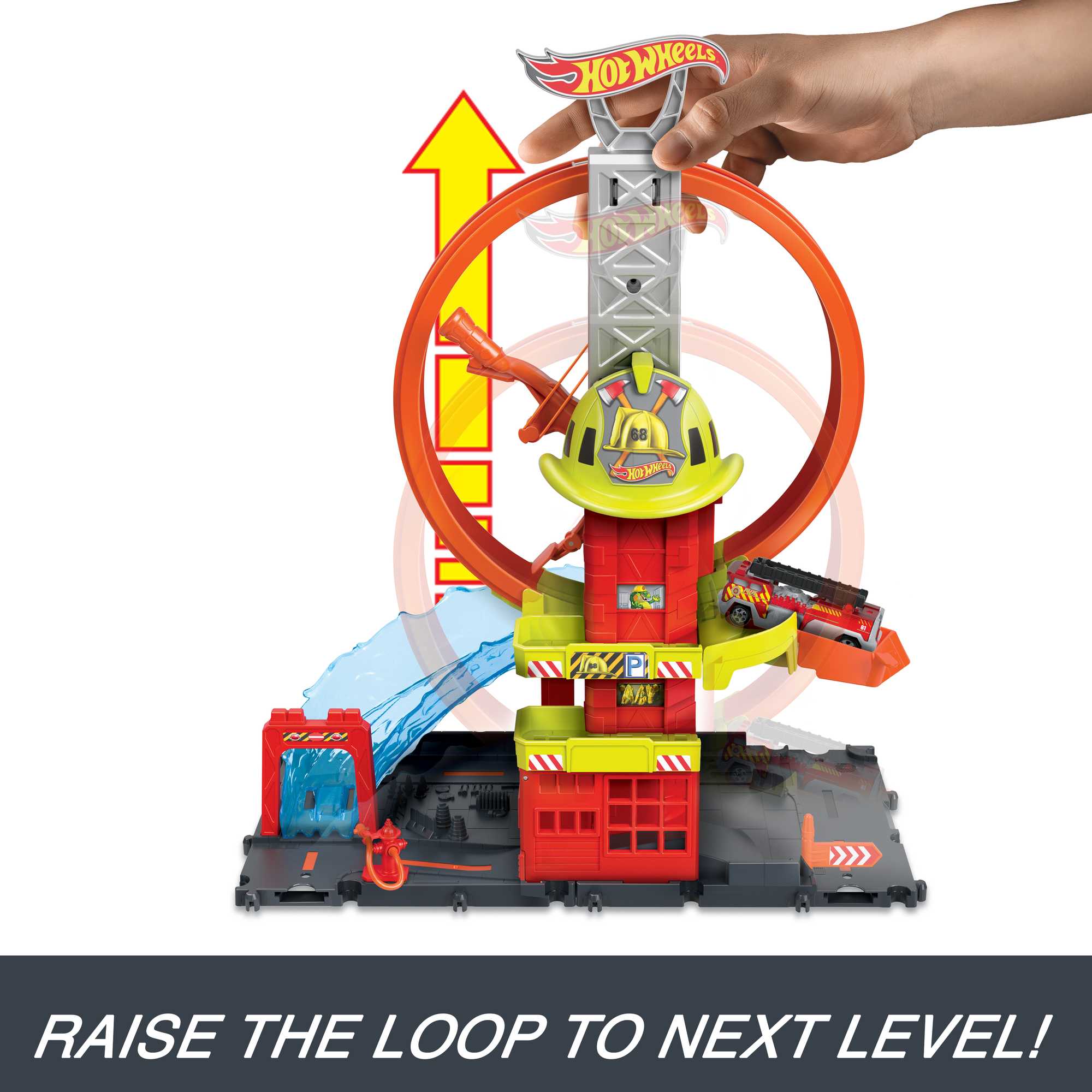 Hot Wheels City Super Loop Fire Station Playset. Track Set With 1 Toy Car - Image 4