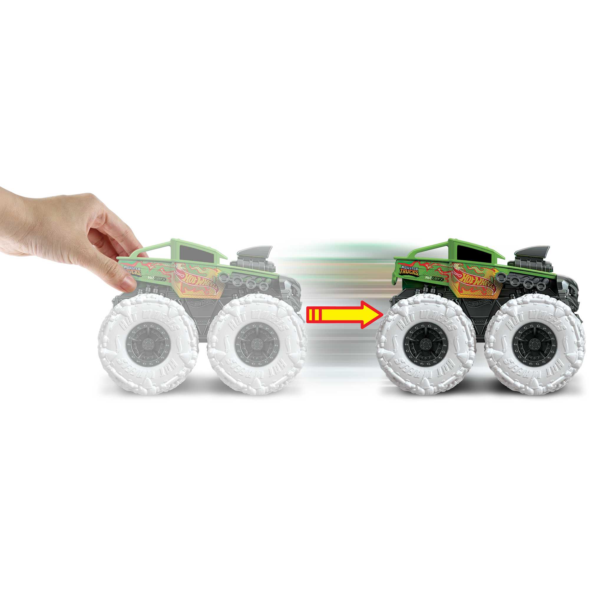 Hot Wheels Monster Trucks Vehículo de Juguete 1:43 Llantas Todo Terreno Bone Shaker Original Flaming Skull - Image 2