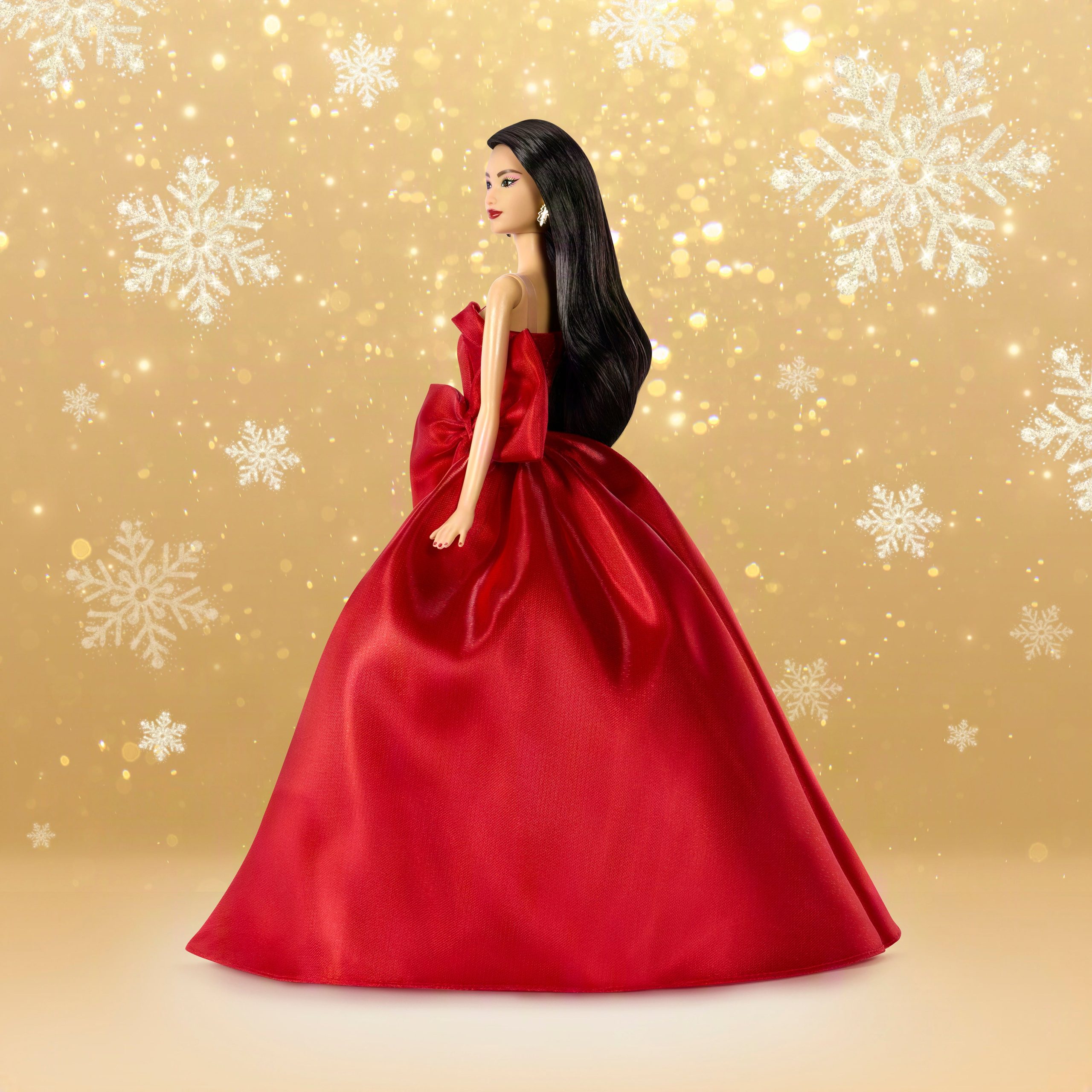 Barbie Signature 2026 Holiday Barbie Fashion Doll. Seasonal Collector. Dark Brown Hair With Red Gown With Bow Detail - Image 5