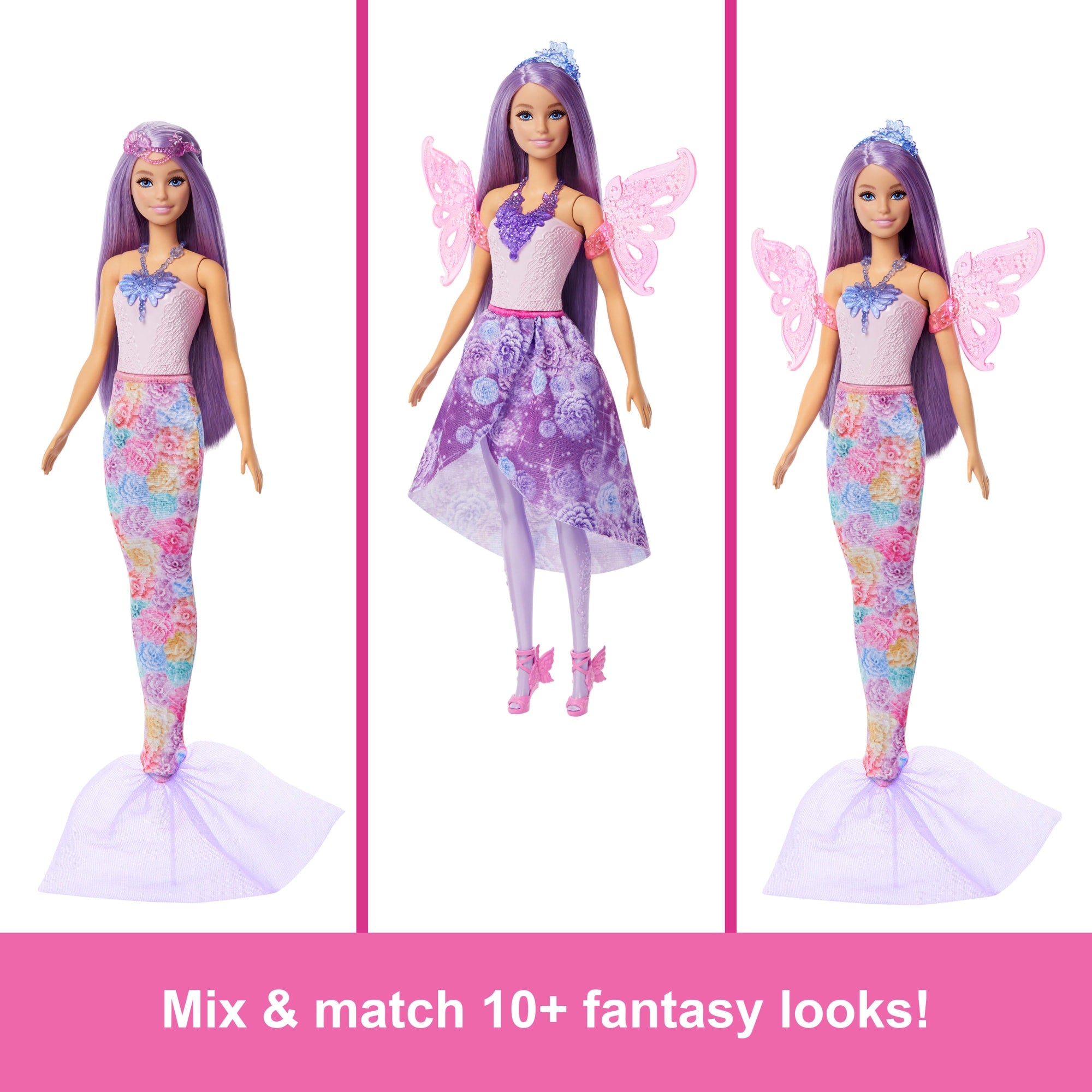 Barbie Doll Fantasy Fashion Pack With Accessories including Mermaid Tail. Fairy Wings. & Necklaces - Image 3