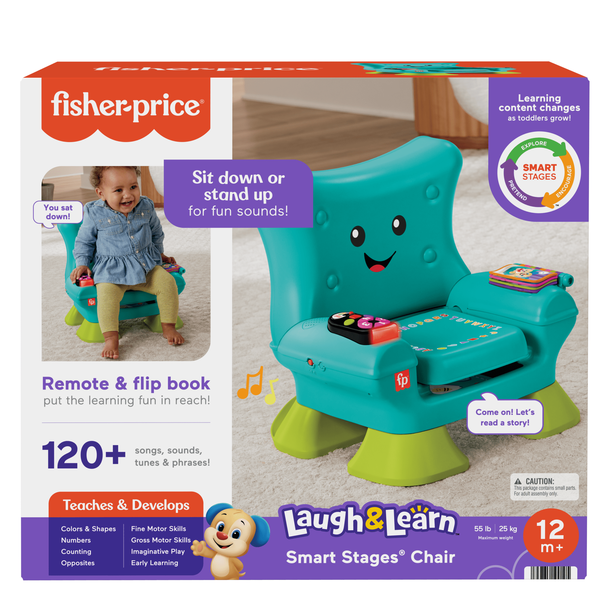 Fisher-Price Laugh & Learn Smart Stages Chair Teal Electronic Learning Toy For Toddlers. Multilanguage Version - Image 5