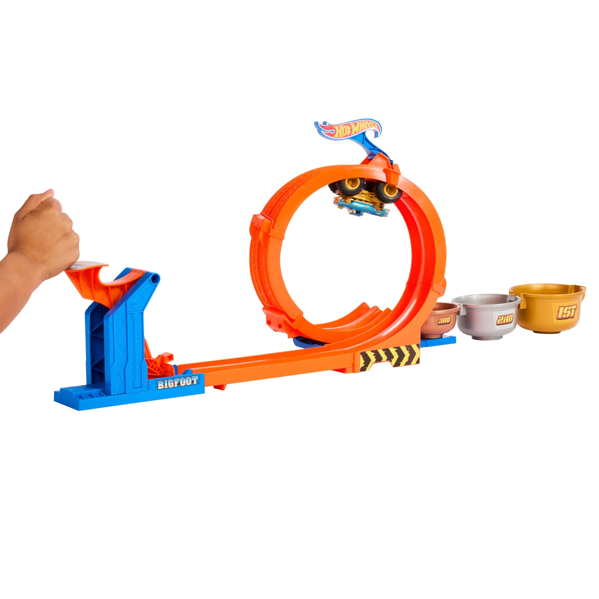 Hot Wheels Monster Trucks Pista de Brinquedo Troféu Bigfoot Giros Extremos - Image 2