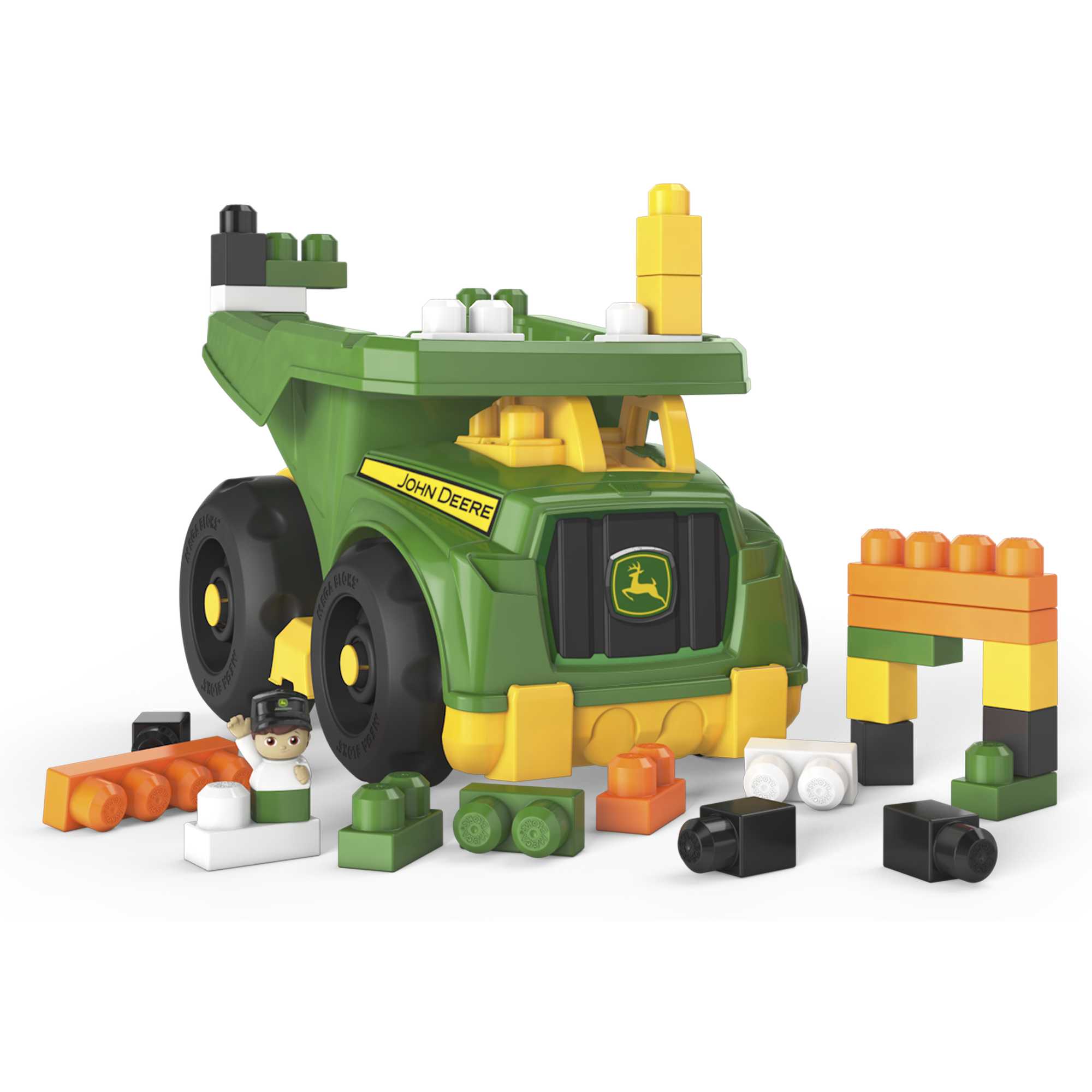 MEGA BLOKS Fisher-Price Building Toy Blocks John Deere Dump Truck (25 Pieces) For Toddler - Image 6