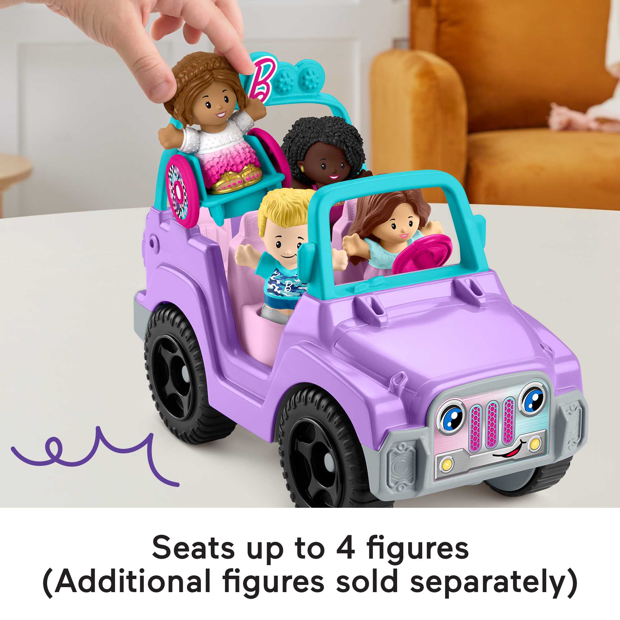 Little People Barbie Toy Car With Sounds And 2 Figures. Beach Cruiser. Toddler Toys - Image 4