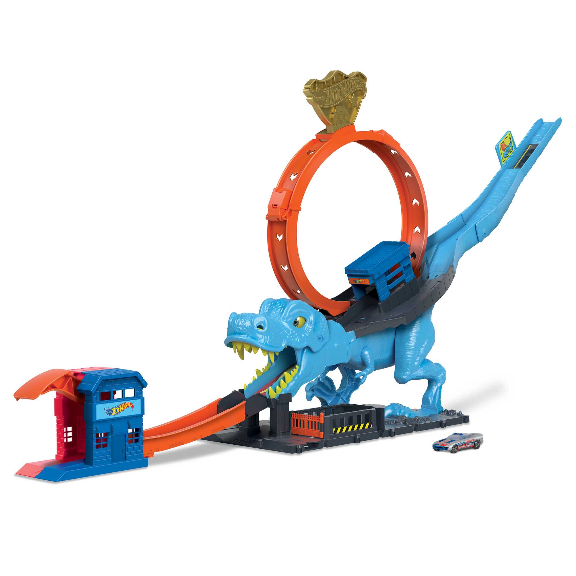 Hot Wheels City T-Rex Loop And Stunt Playset. Track Set With 1 Toy Car