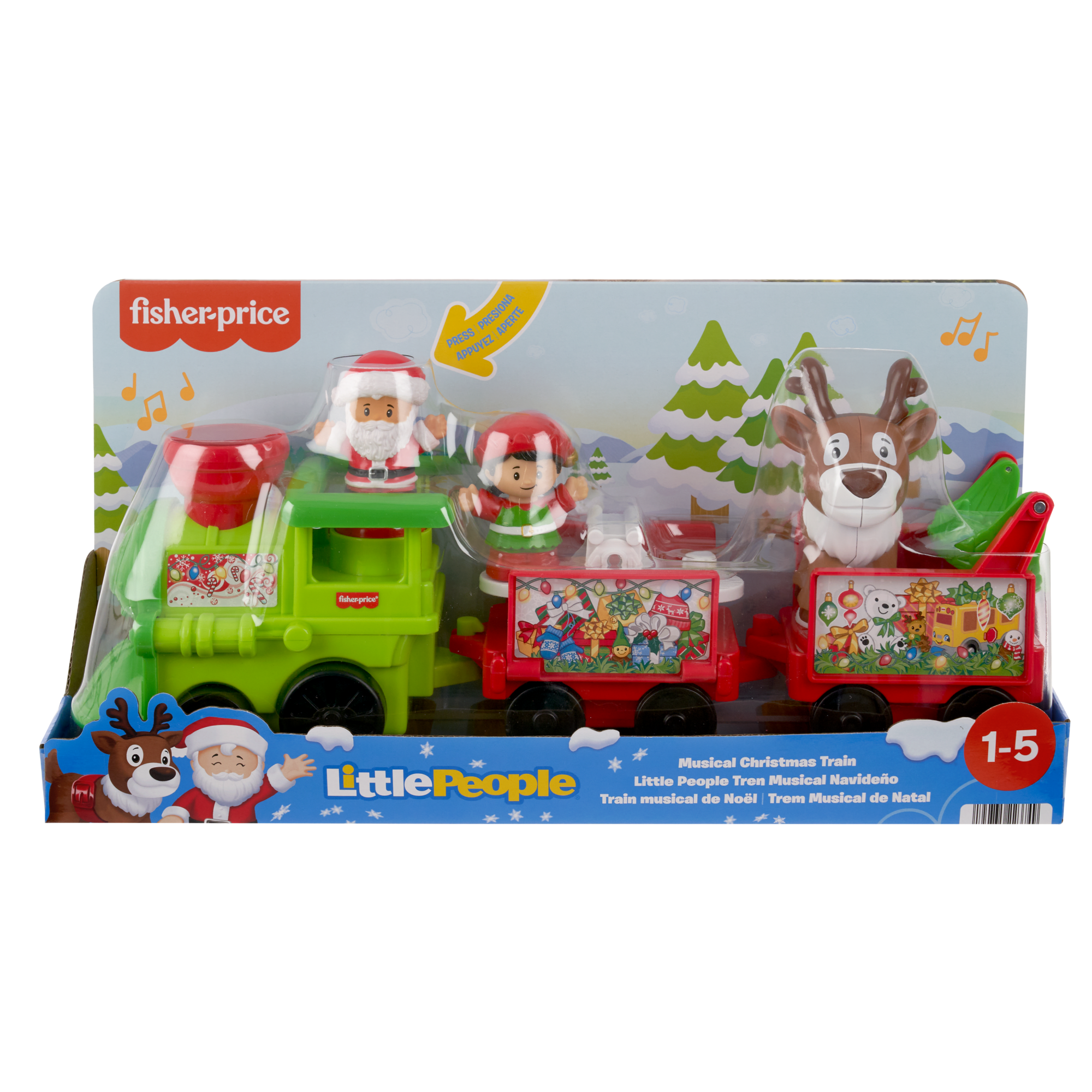 Fisher-Price Little People Musical Christmas Train Toddler Toy With Santa Elf & Reindeer Figures - Image 2
