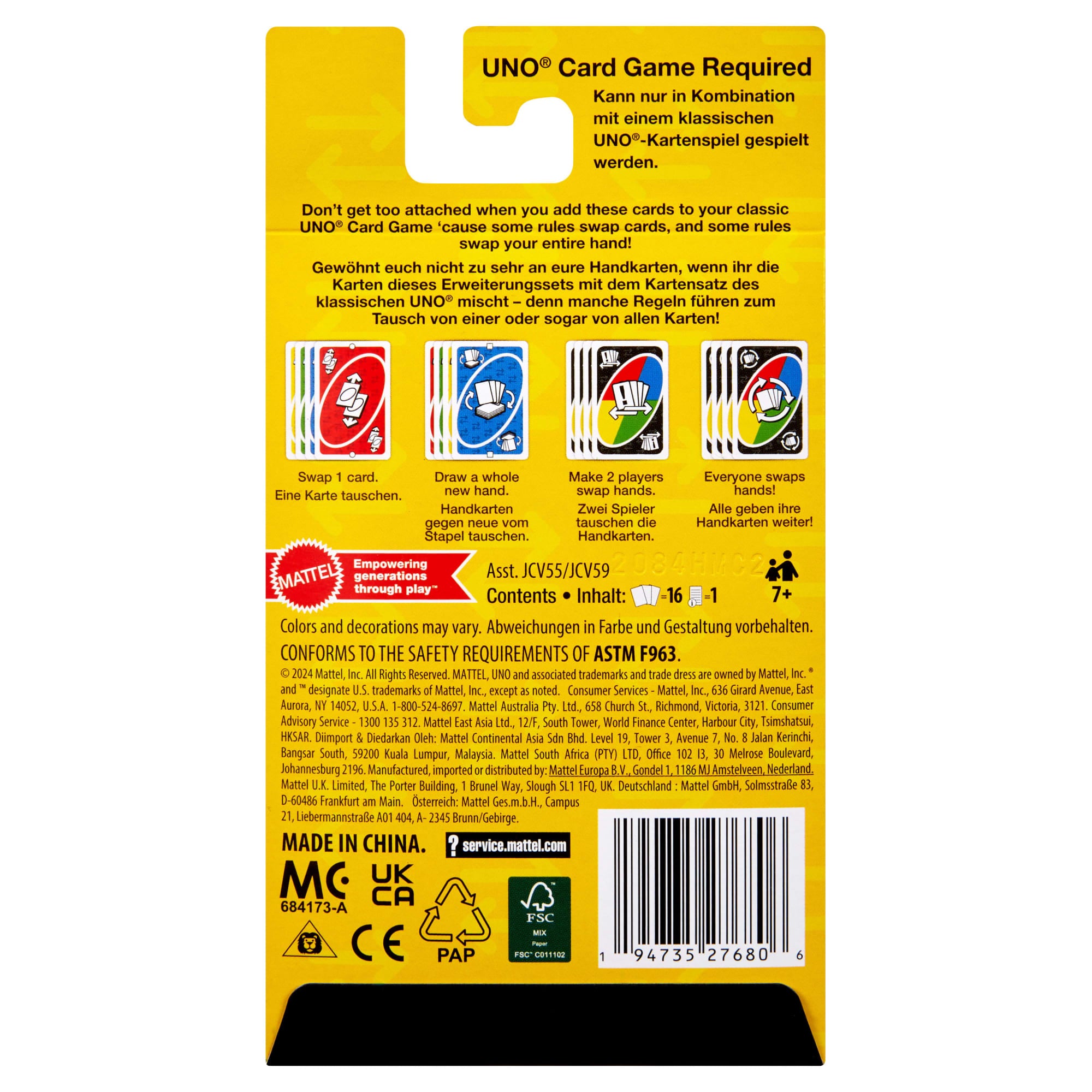 UNO Add-On-Packs Swap Pack Card Game For Kids. Family & Game Nights. Travel. Camping & Parties - Image 6