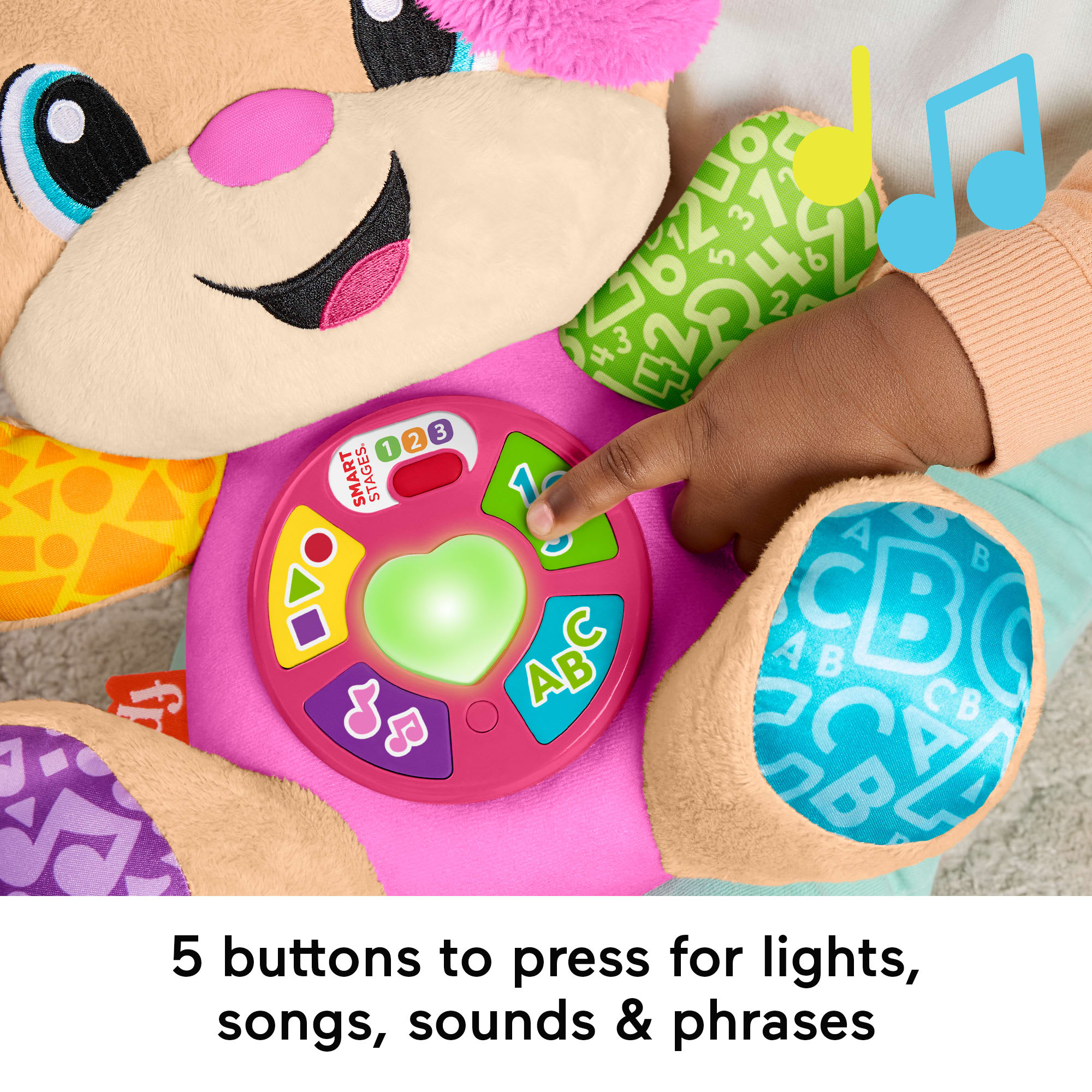Fisher-Price Laugh & Learn Smart Stages Sis Pink Plush Musical Learning Toy For Baby & Toddler - Image 4