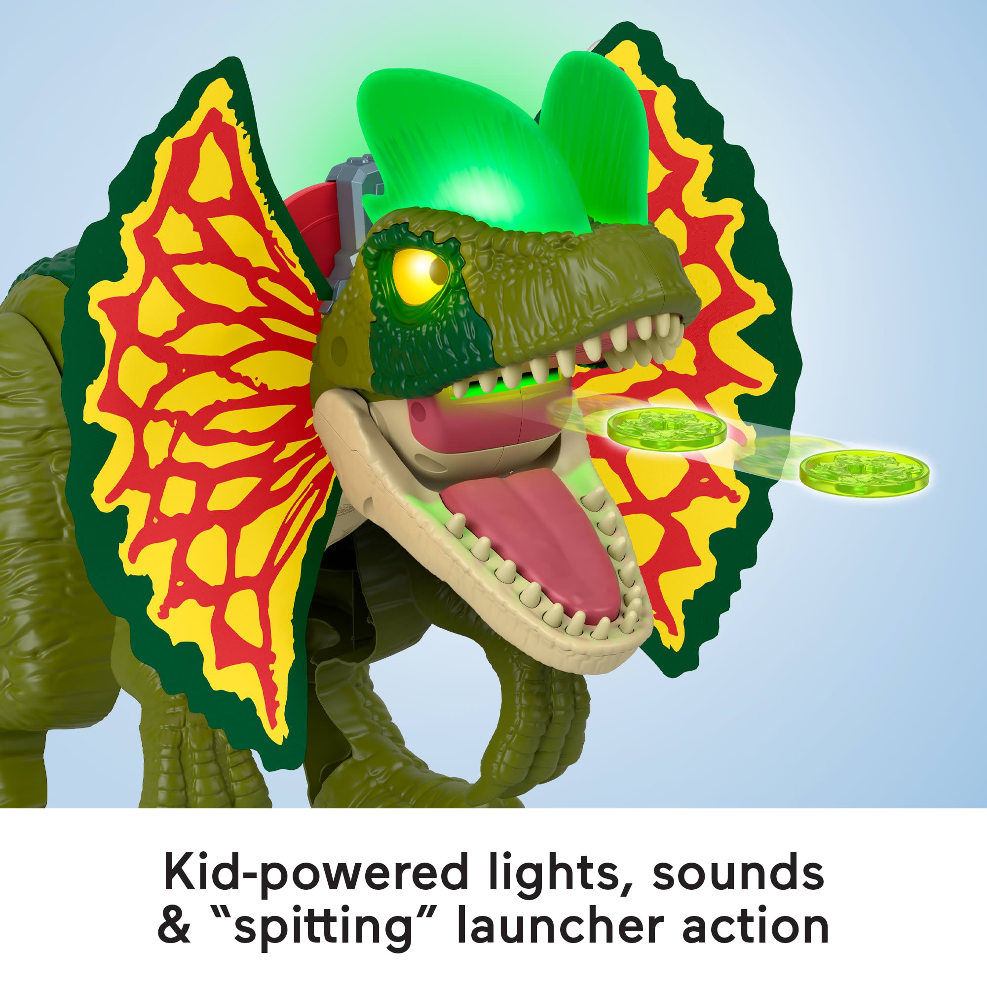 Imaginext Jurassic World Thrash Attack Dilophosaurus Dinosaur Toy With Lights & Sounds For Kids - Image 4