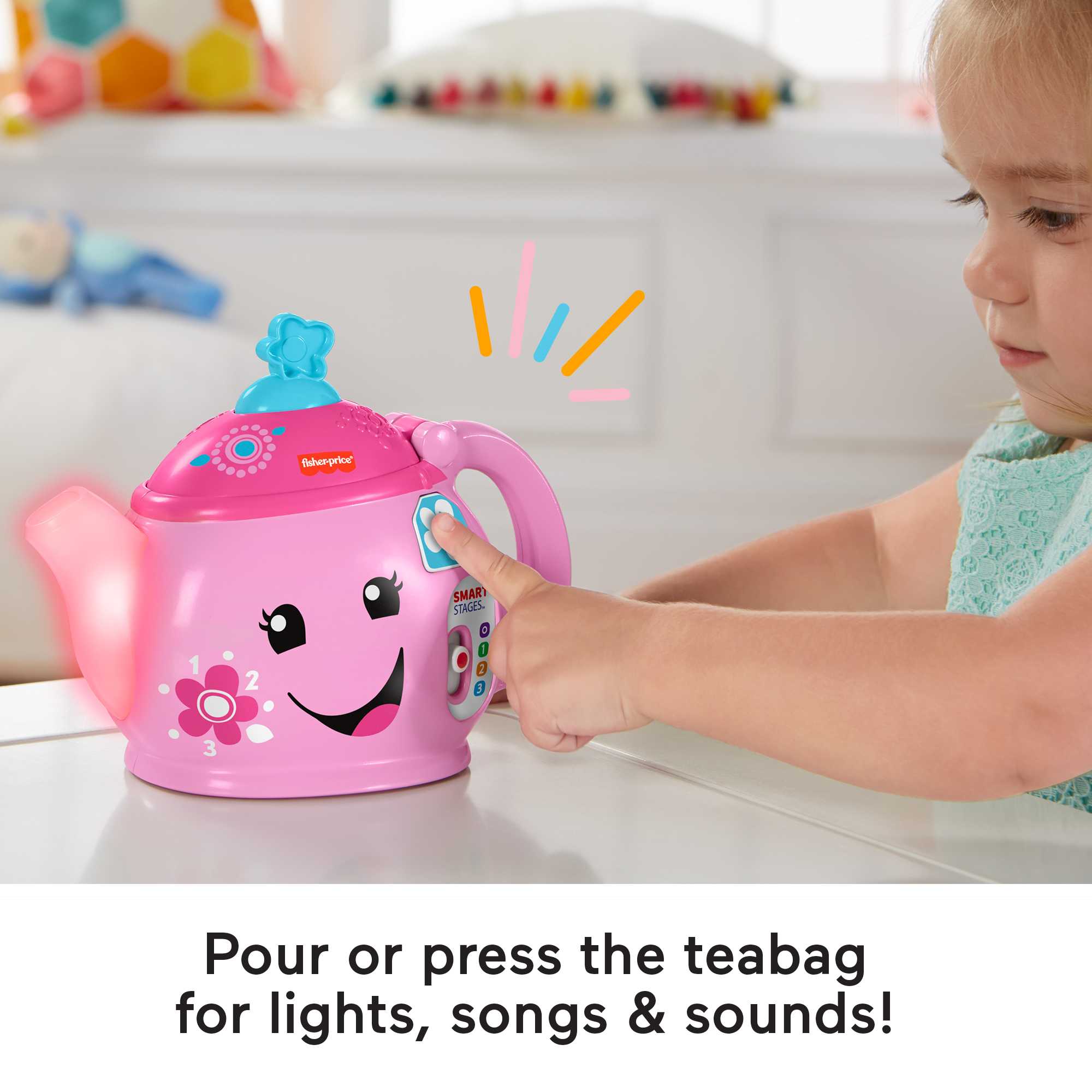 Fisher-Price Laugh & Learn Sweet Manners Tea Set Interactive Toddler Pretend Play. 11 Pieces - Image 4
