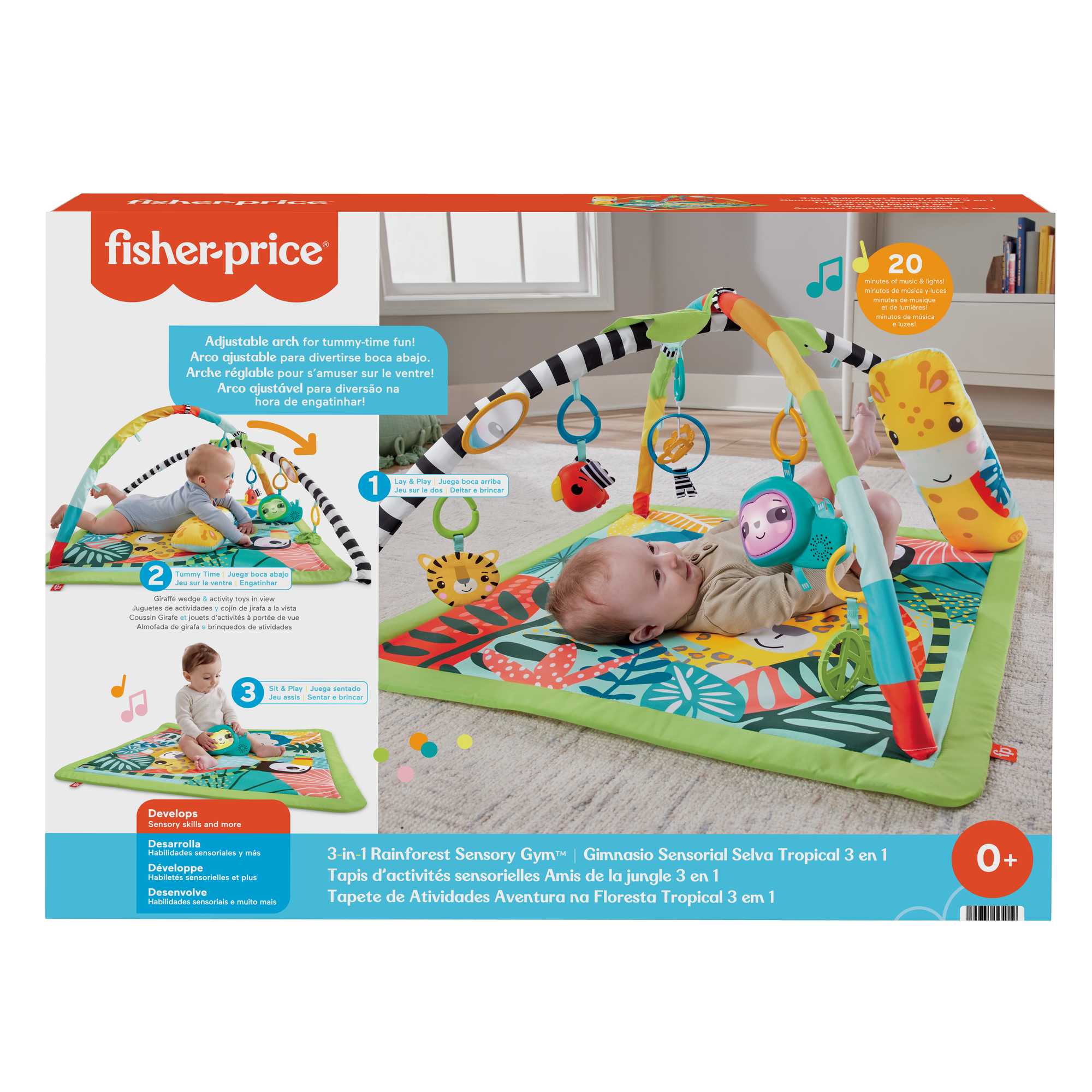 Fisher-Price 3-in-1 Baby & Toddler Gym. Baby Play Mat & Sensory Toys For Tummy Time. Rainforest - Image 6