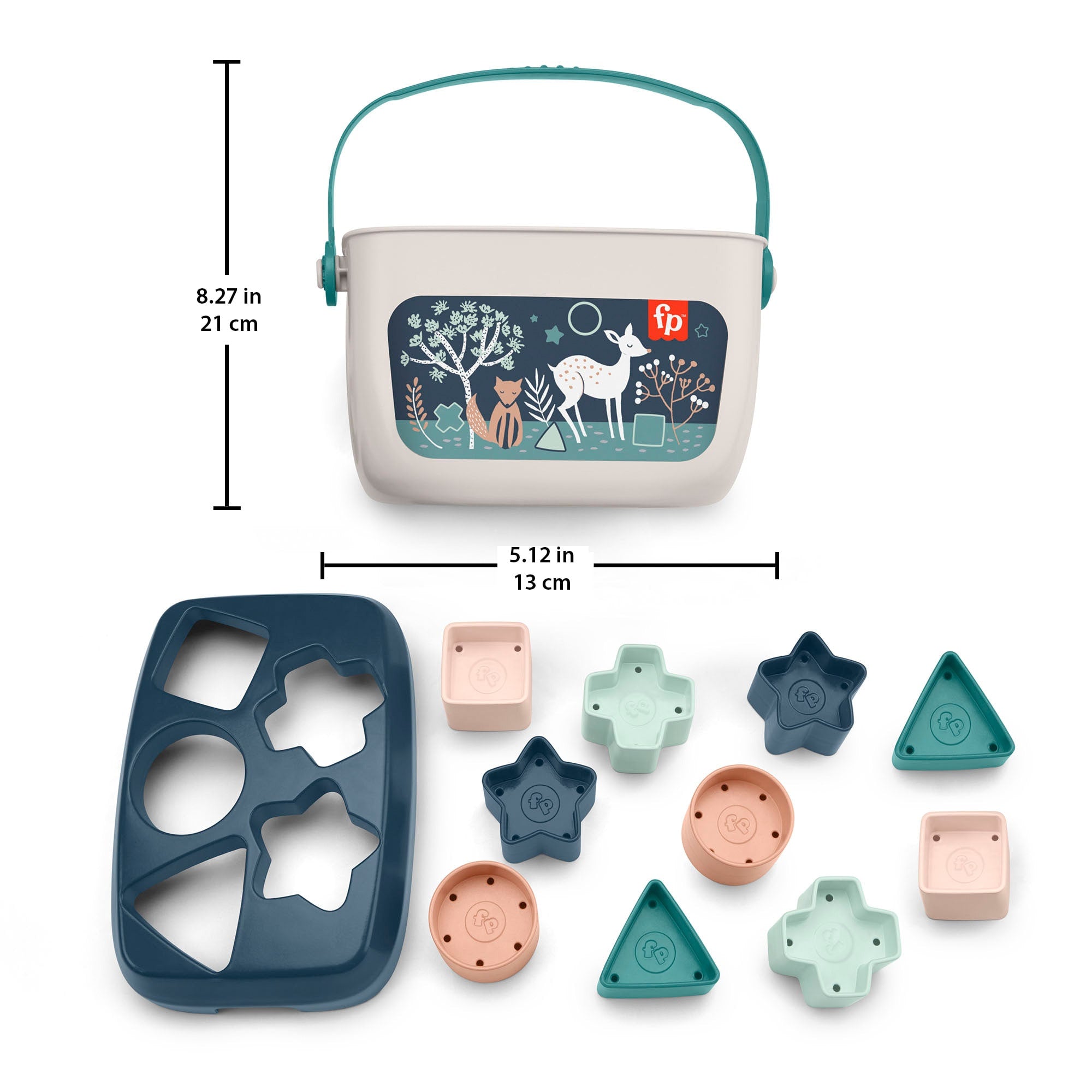 Fisher-Price Baby's First Blocks Infant Shape-Sorting Toy. Navy Fawn. Set Of 10 - Image 5