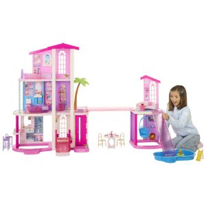 Barbie DreamHouse Dollhouse 2026. 2 Pools. 2 Slides. 2 Houses. Elevator With 3 Levels & 65+ Pieces Including Furniture & Accessories