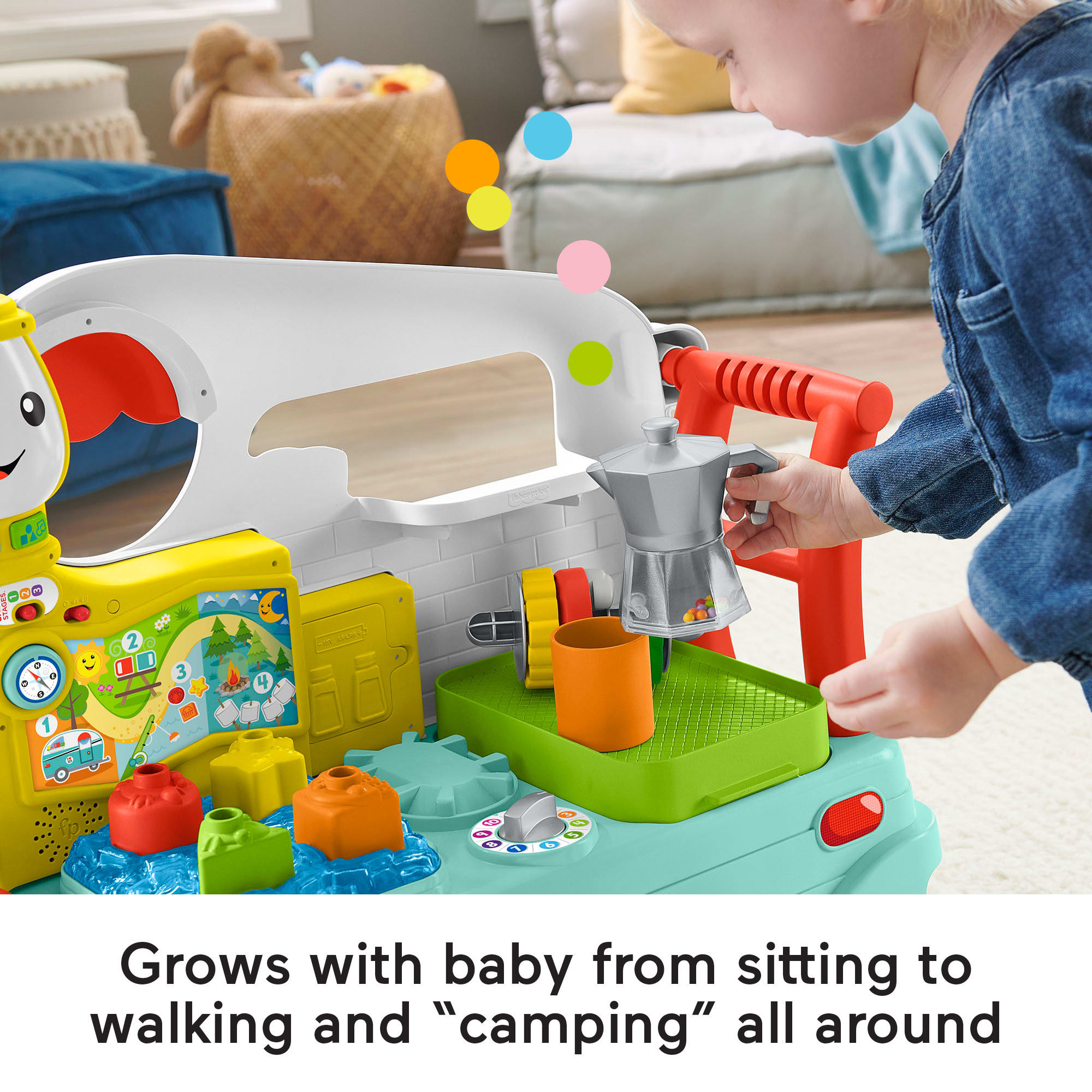 Fisher-Price Laugh & Learn 3-In-1 On-the-Go Camper Infant Walker & Toddler Activity Center - Image 3
