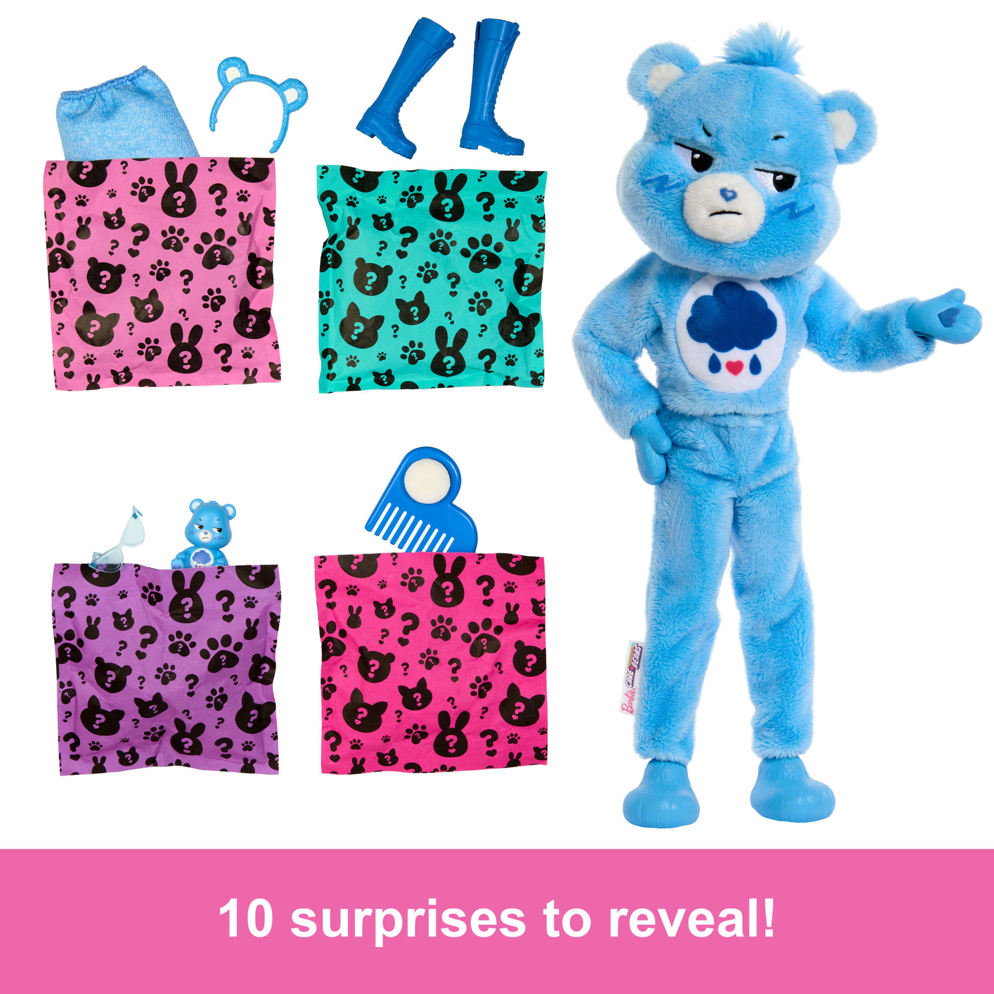 Barbie Cutie Reveal Care Bears Series Doll & Accessories in Grumpy Bear Plush Costume. 10 Surprises - Image 3