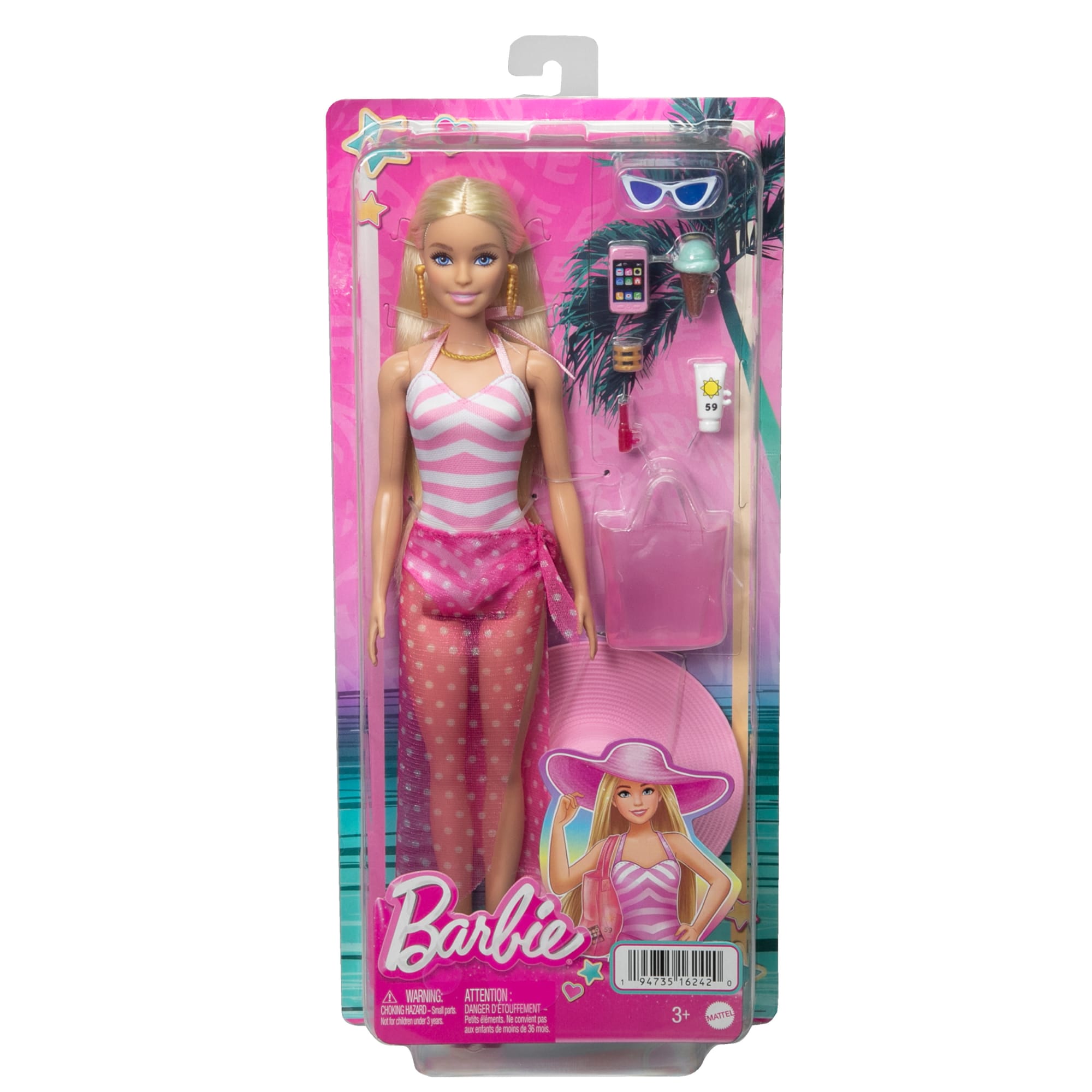 Blonde Barbie Doll With Swimsuit And Beach-Themed Accessories - Image 6