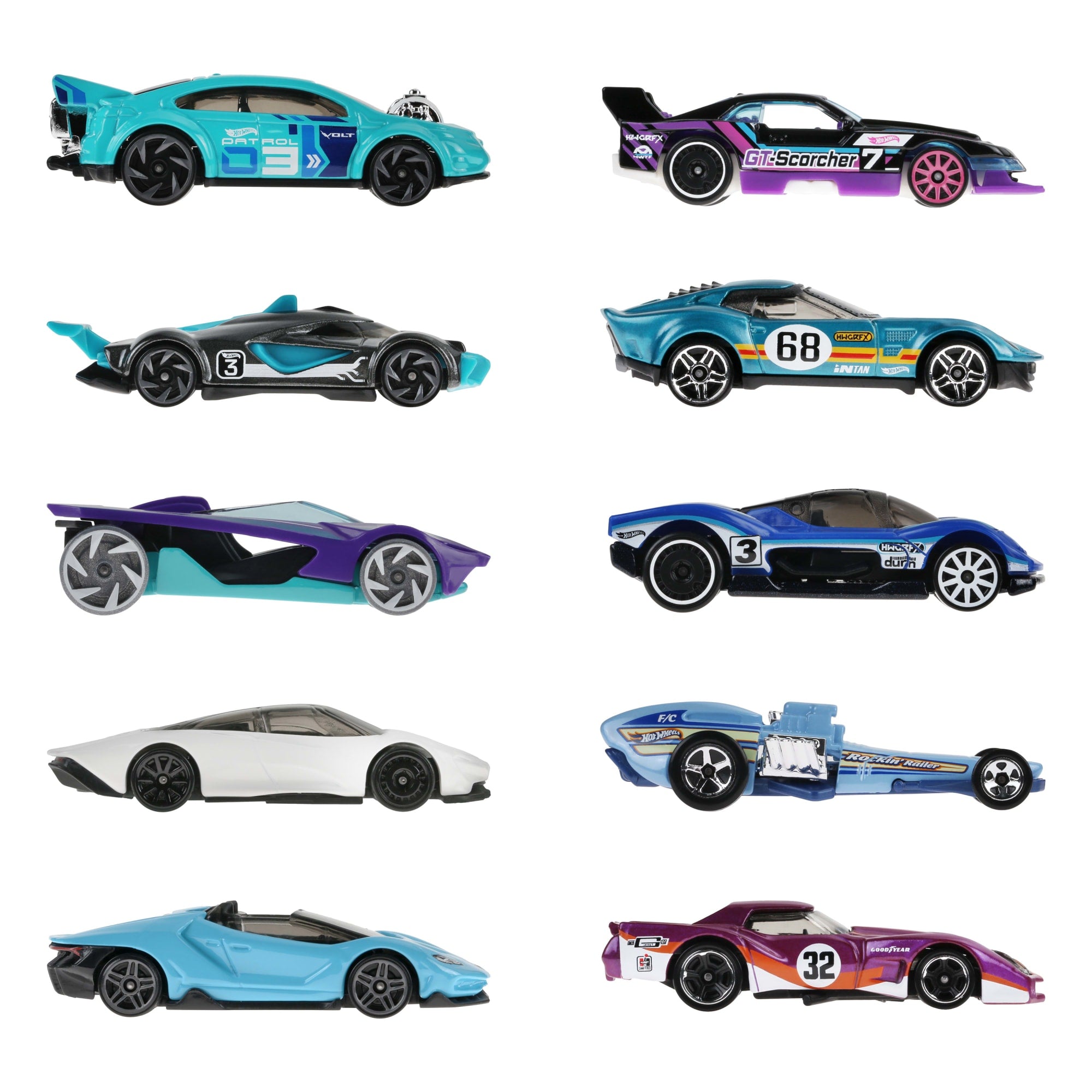 Hot Wheels Race Car 10-Pack. Set Of 10 1:64 Scale Toy Vehicles - Image 4