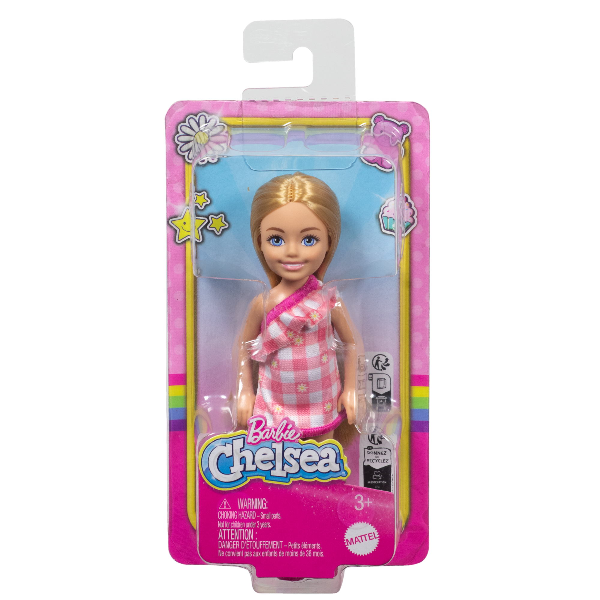 Barbie Chelsea Doll. Small Doll Wearing Removable Checked Dress With Blonde Hair & Blue Eyes - Image 6