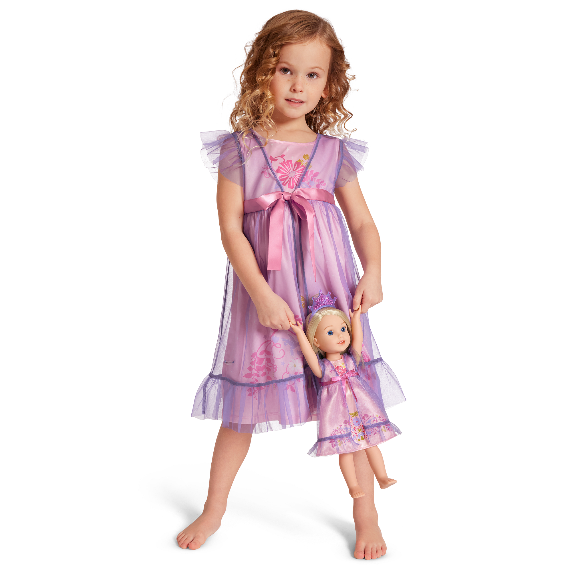 Royal Ruffles Nightie and Robe for Little Girls & WellieWishers™ Dolls