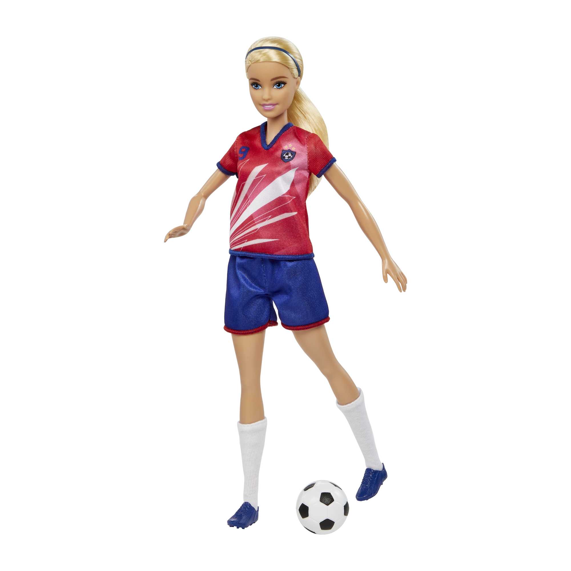 Barbie Soccer Doll. Blonde. #9 Uniform. Soccer Ball. Cleats. Socks. 3 & Up - Image 2
