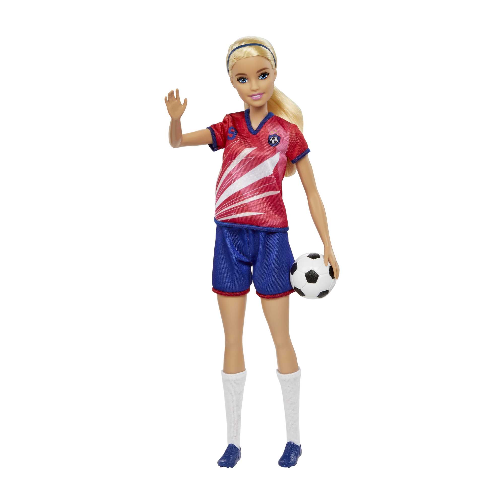 Barbie Soccer Doll. Blonde. #9 Uniform. Soccer Ball. Cleats. Socks. 3 & Up - Image 4