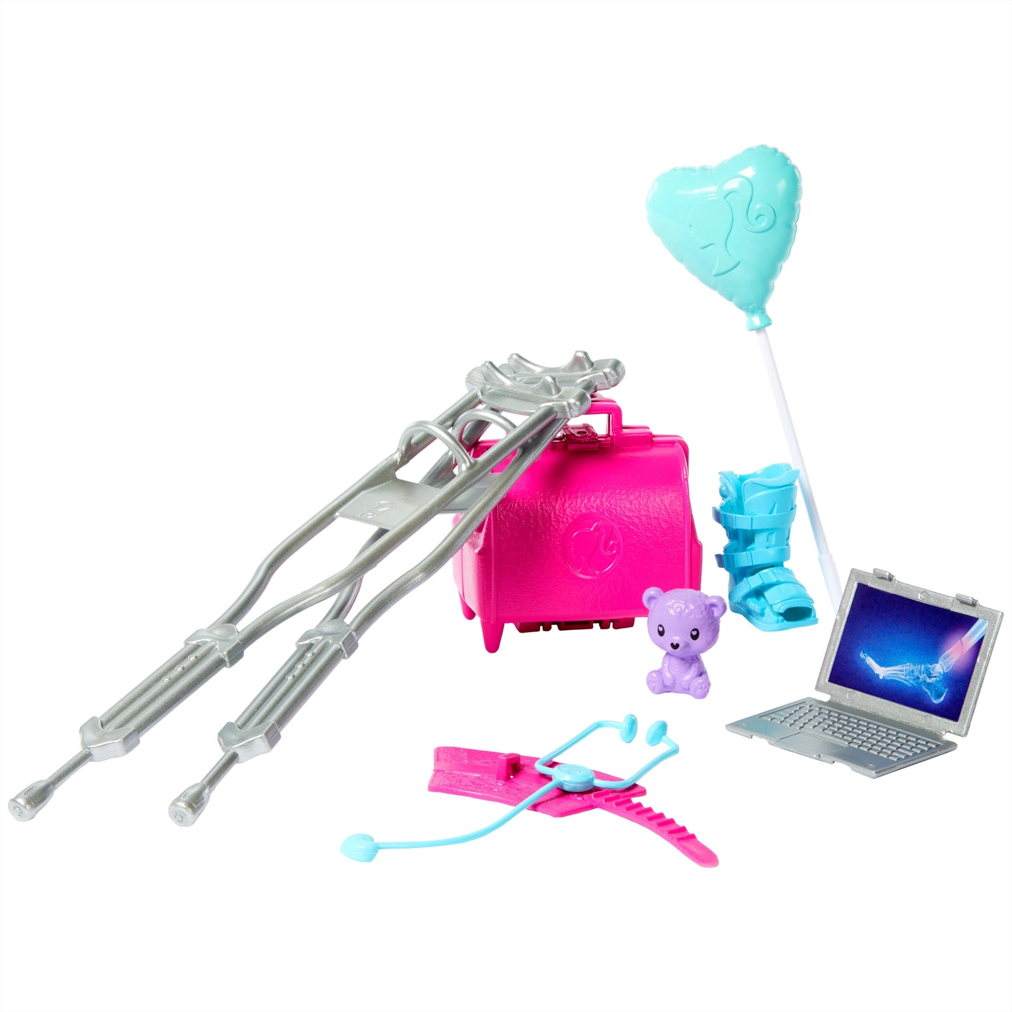 Barbie World Toy Doctor Set With Doll 10 Accessories including Medical Bag. Crutches. Cast. & More - Image 3