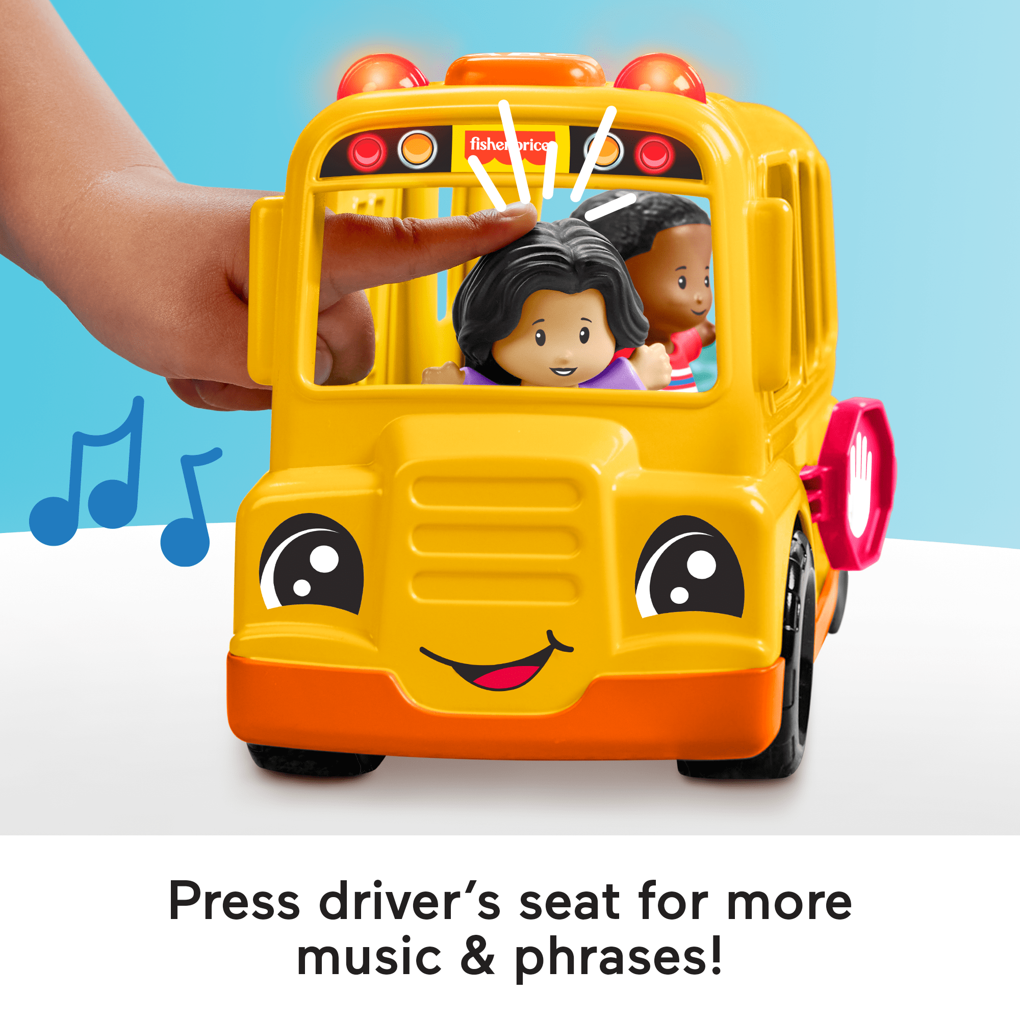 Fisher-Price Little People School Bus Musical Toddler Toy Vehicle With 2 Figures - Image 4