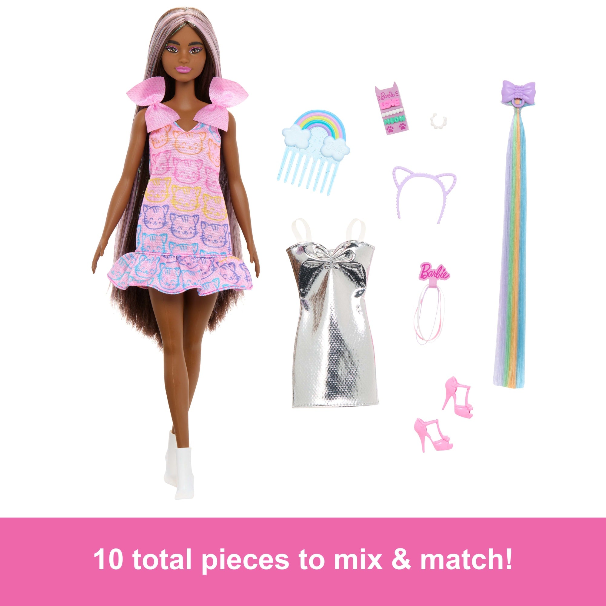 Barbie Fun & Fancy Doll & Accessories. Brunette Fashion Doll With Extra-Long Hair & 2 Looks - Image 3
