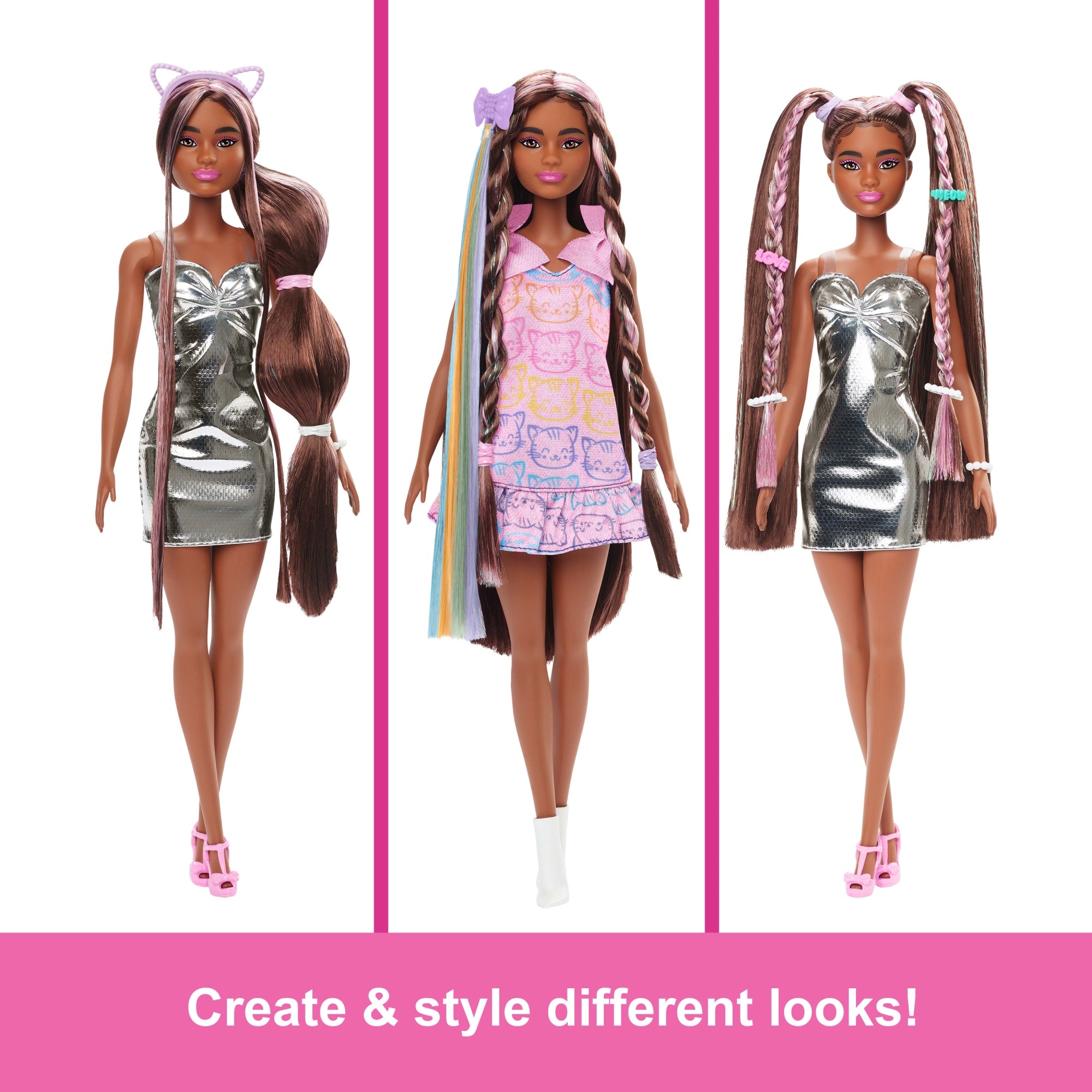 Barbie Fun & Fancy Doll & Accessories. Brunette Fashion Doll With Extra-Long Hair & 2 Looks - Image 4