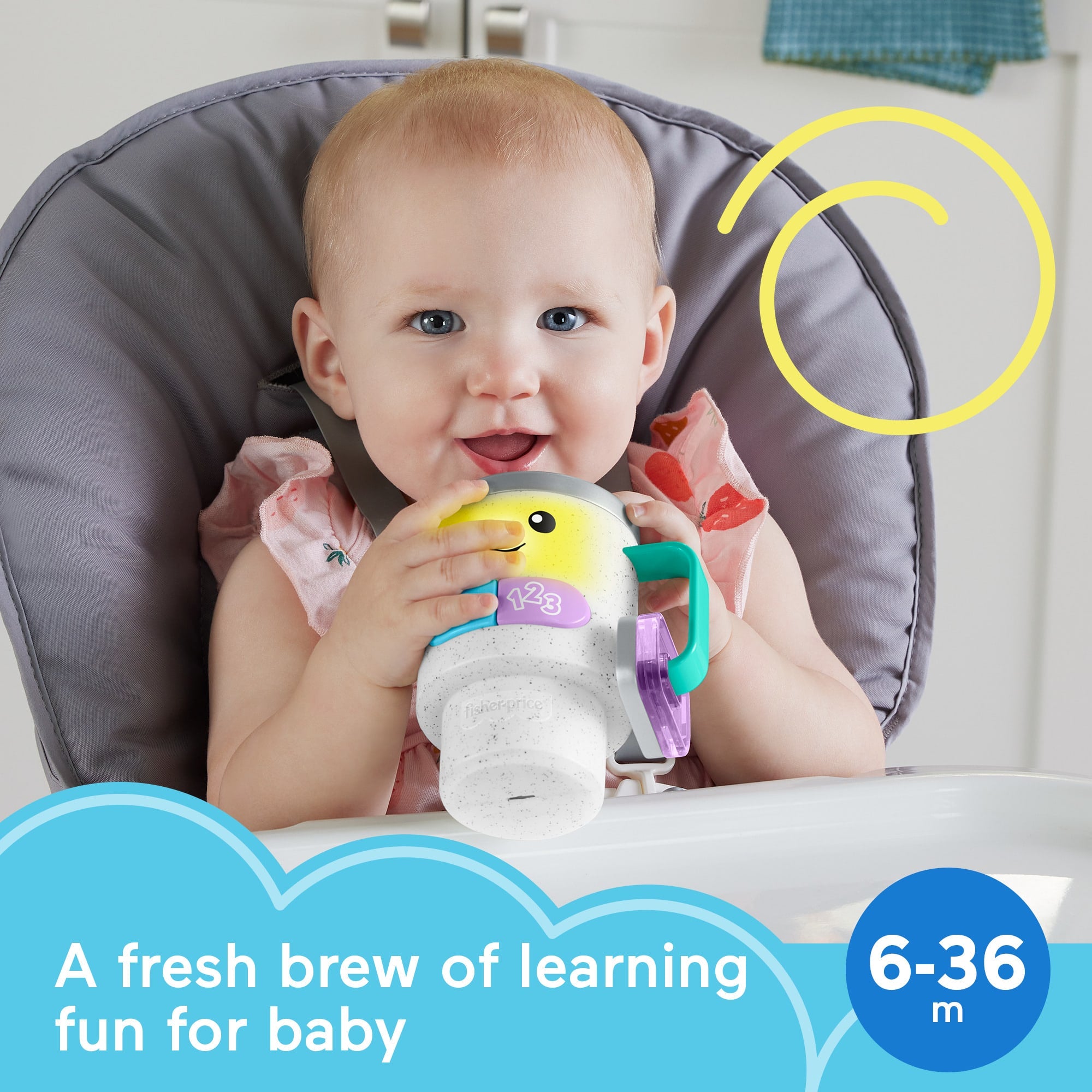 Fisher-Price Laugh & Learn Wake Up & Learn Coffee Mug Baby & Toddler Toy With Music & Lights - Image 2