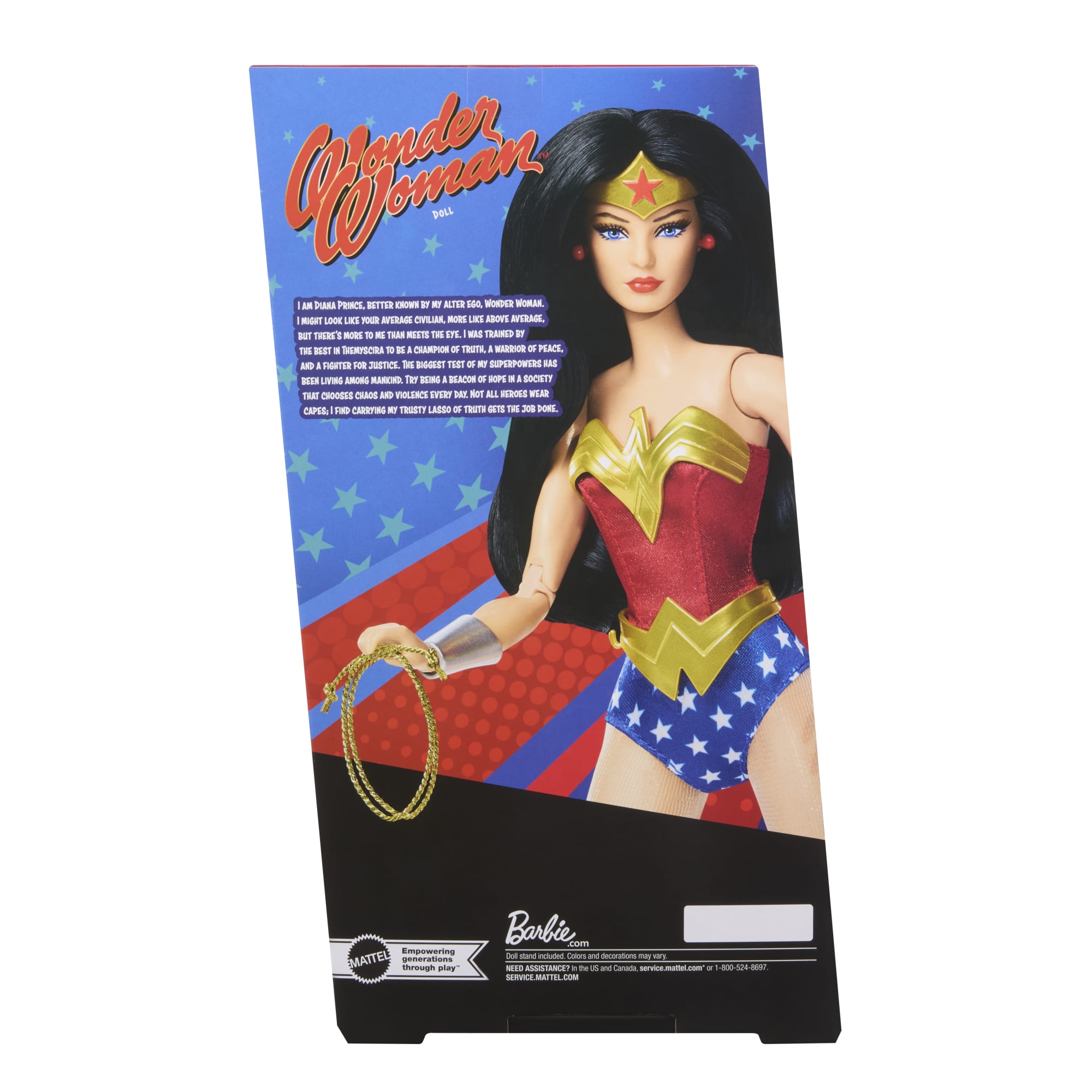 Barbie Wonder Woman Collectible Doll in Red And Blue Tank Suit With Golden Accessories And Lasso - Image 6